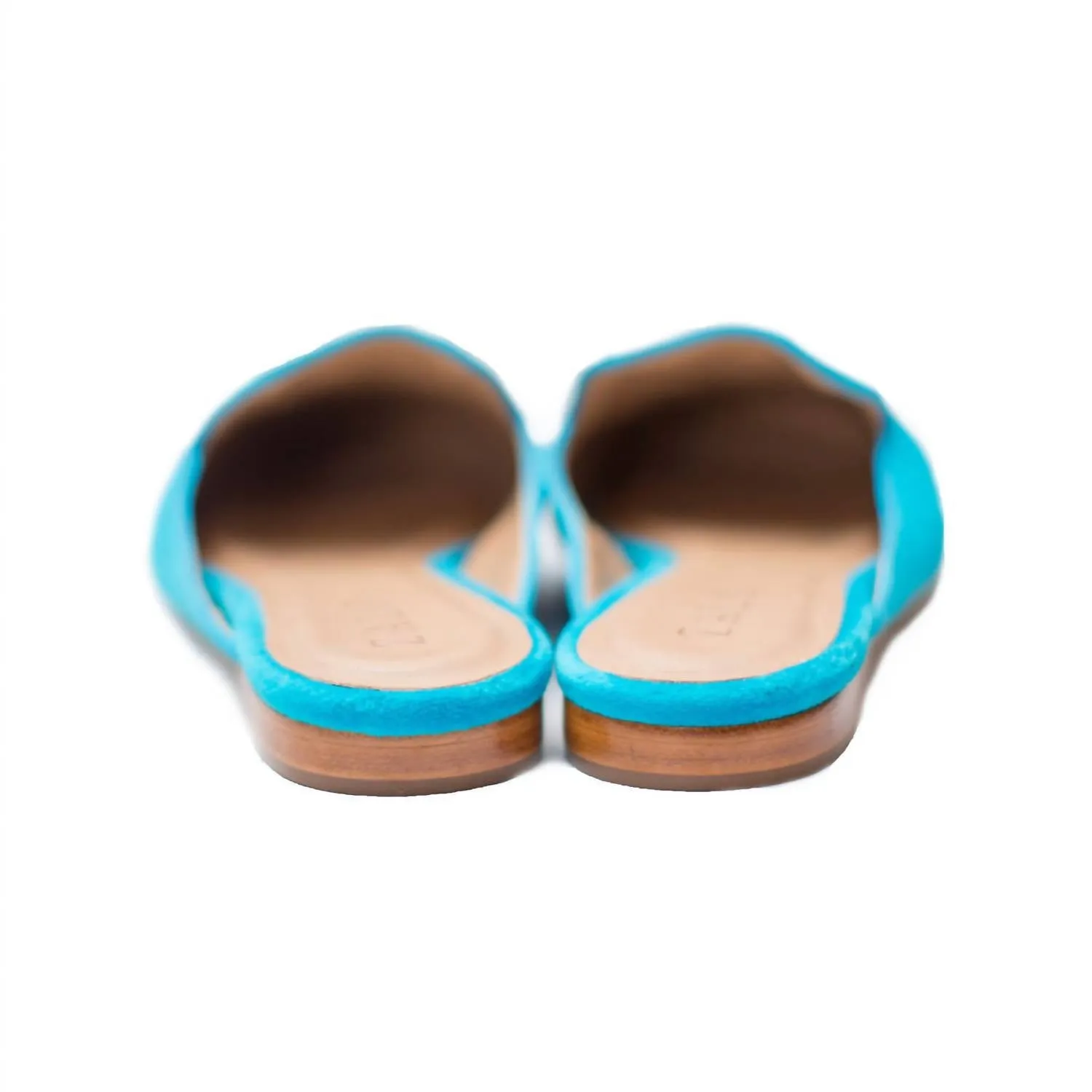 Coral Velvet Mule In Turquoise