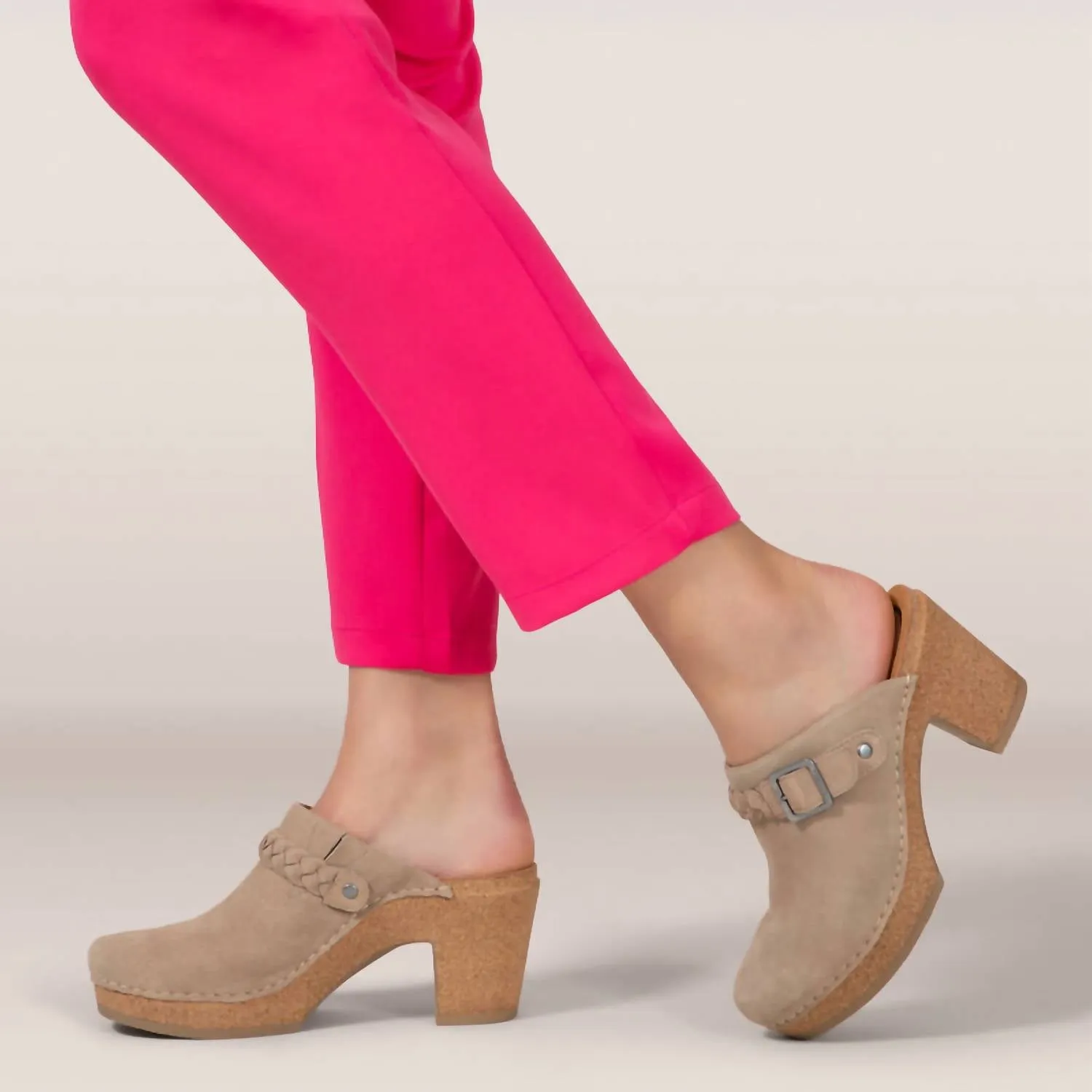 Corey Cork Clog Heel In Taupe