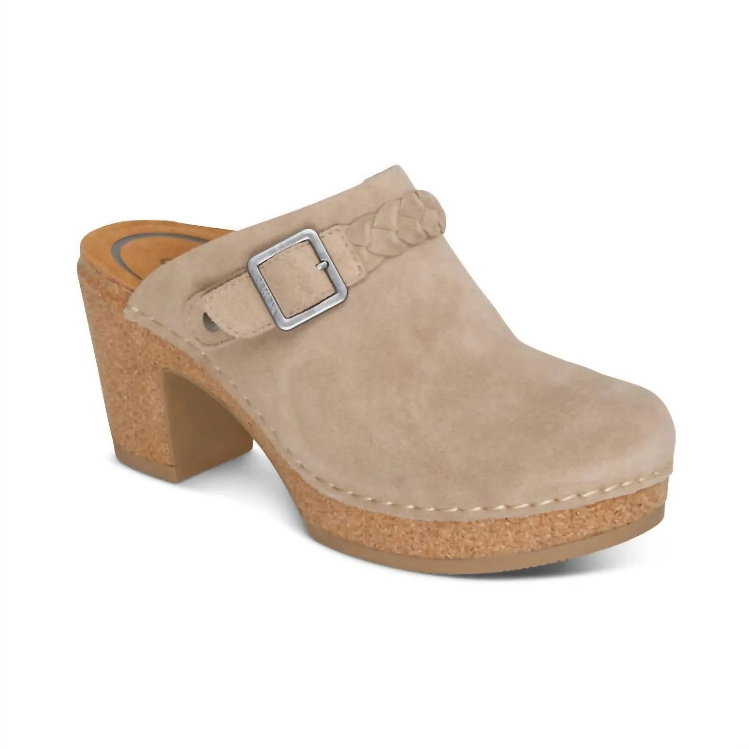 Corey Cork Clog Heel In Taupe