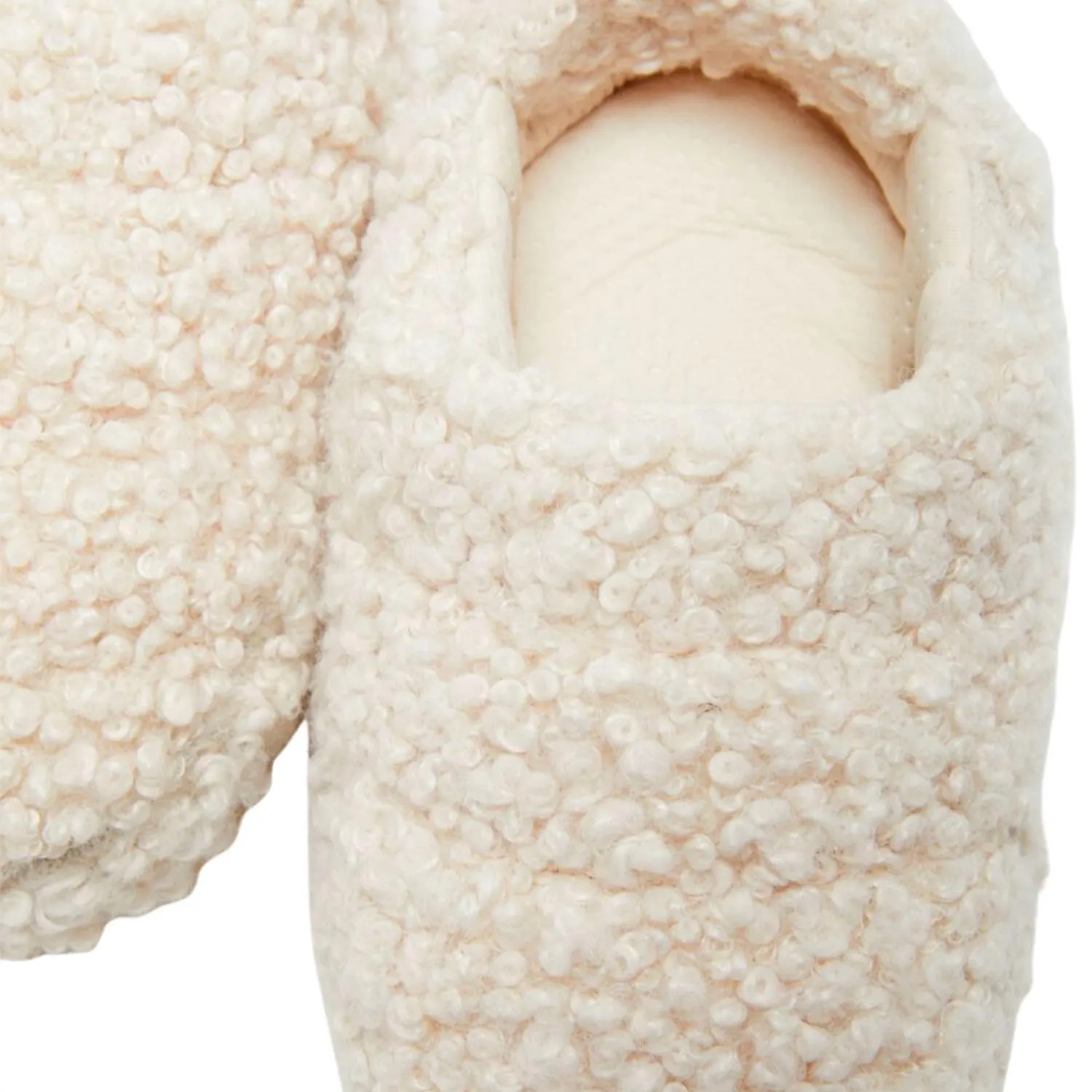 Faux-Fur Curly Slippers In Cream