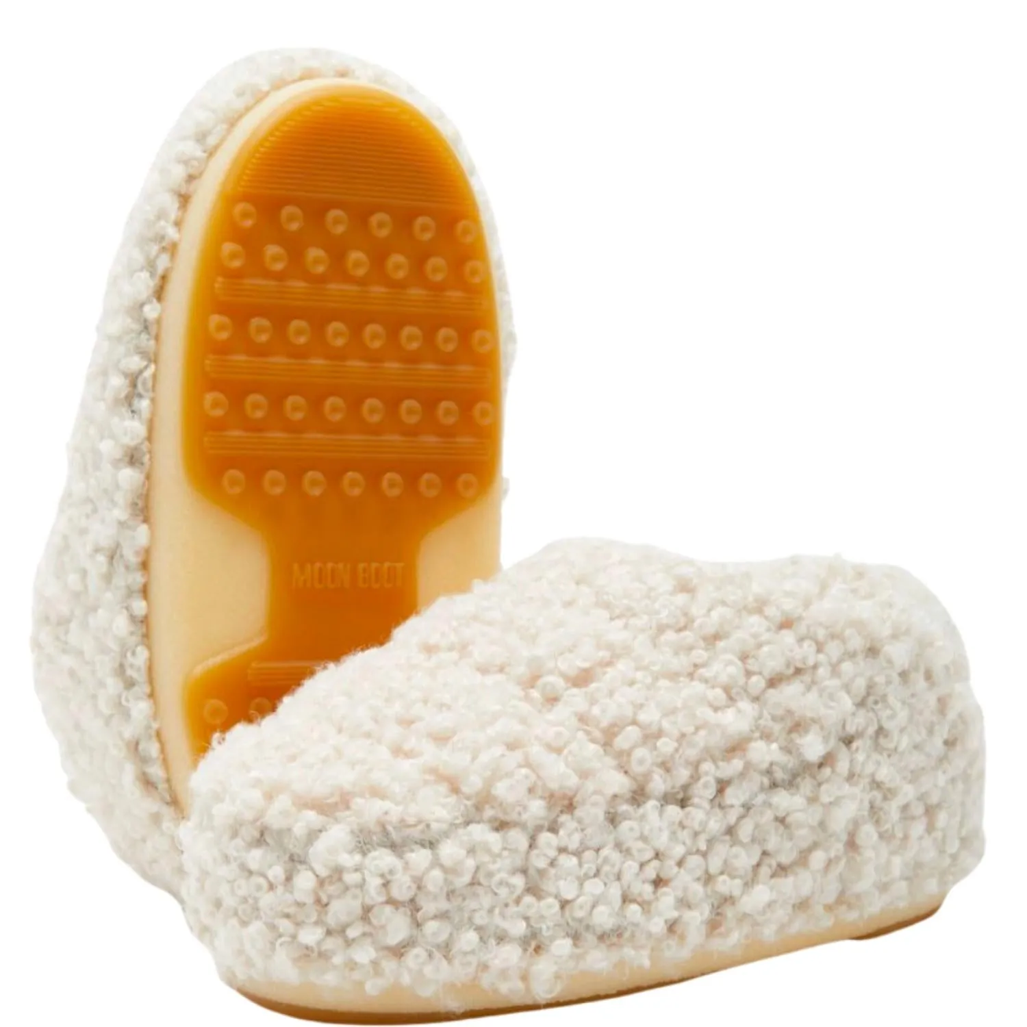 Faux-Fur Curly Slippers In Cream