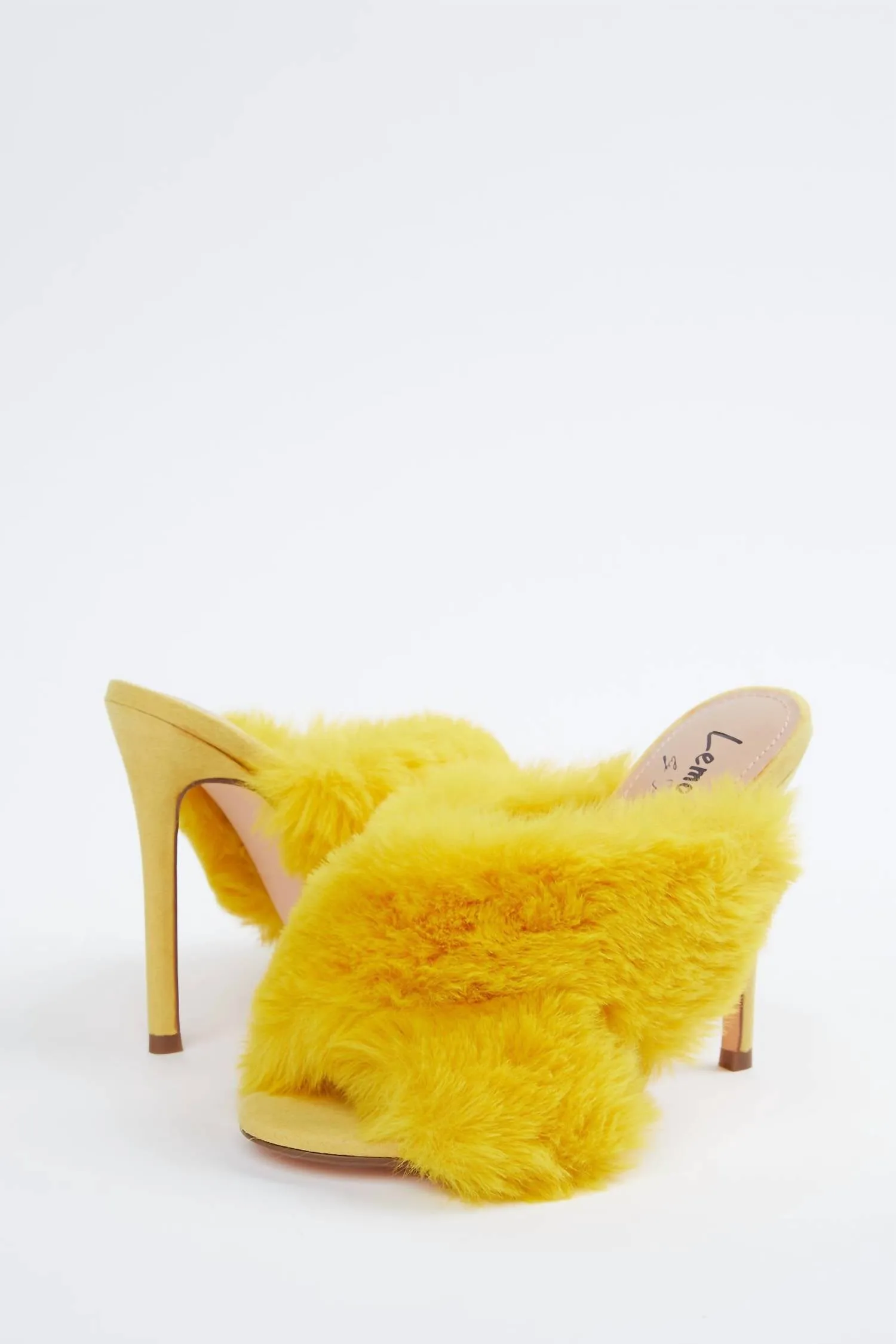 Faux-Fur Vegetarian Suede Mules In Yellow