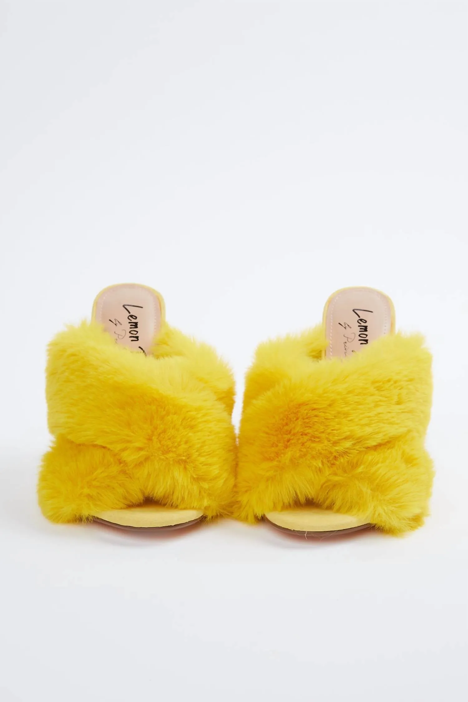 Faux-Fur Vegetarian Suede Mules In Yellow