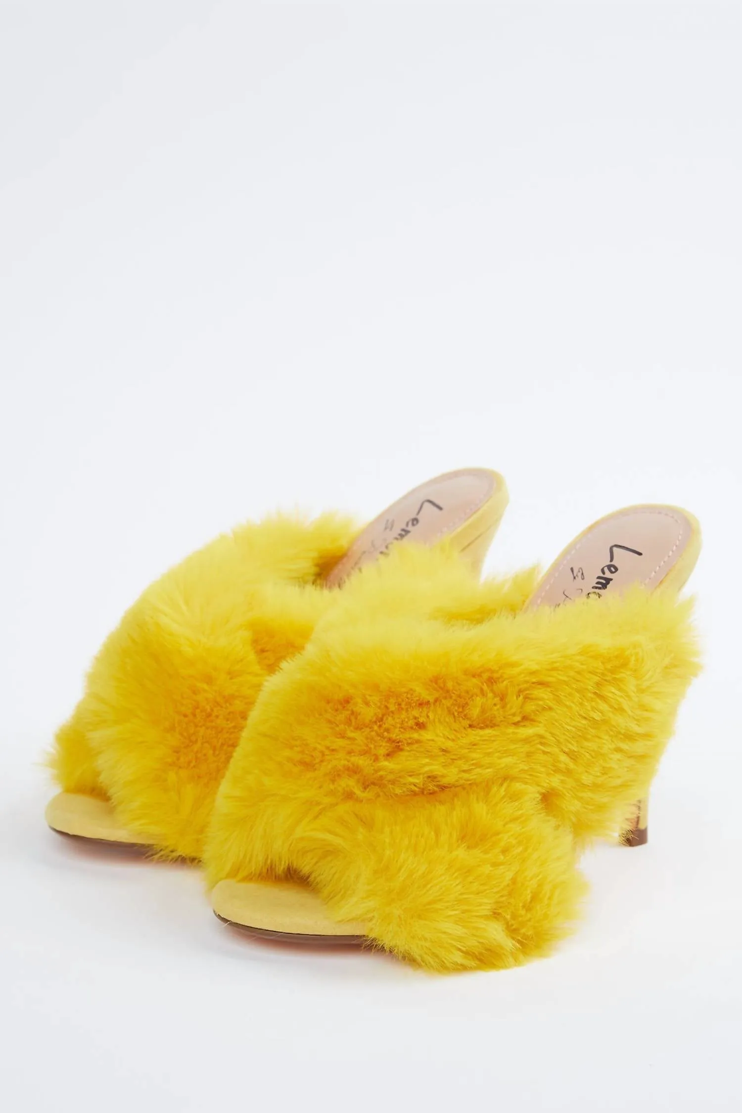 Faux-Fur Vegetarian Suede Mules In Yellow
