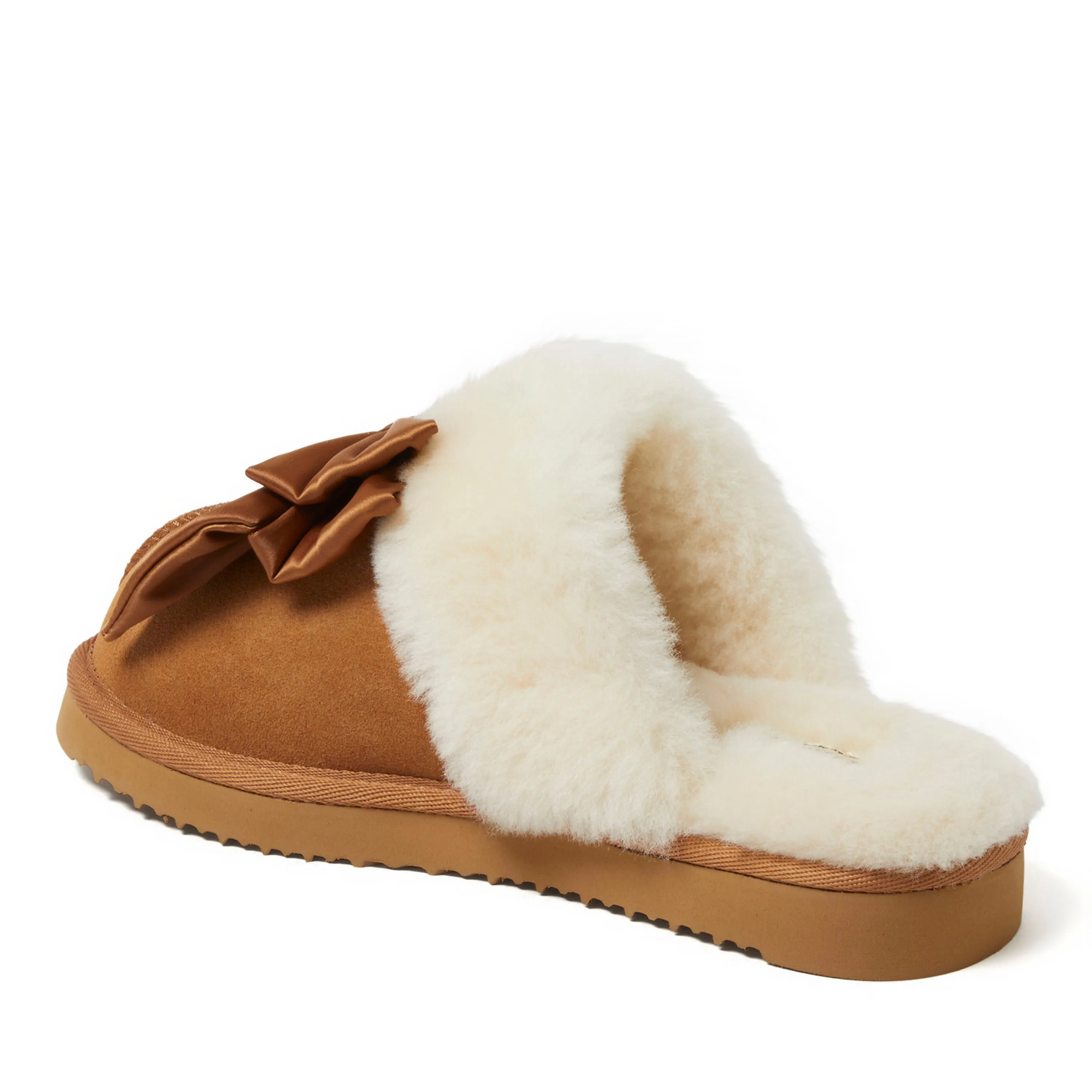 Fireside by Dearfoams Women's Sydney Genuine Shearling Scuff with Bow