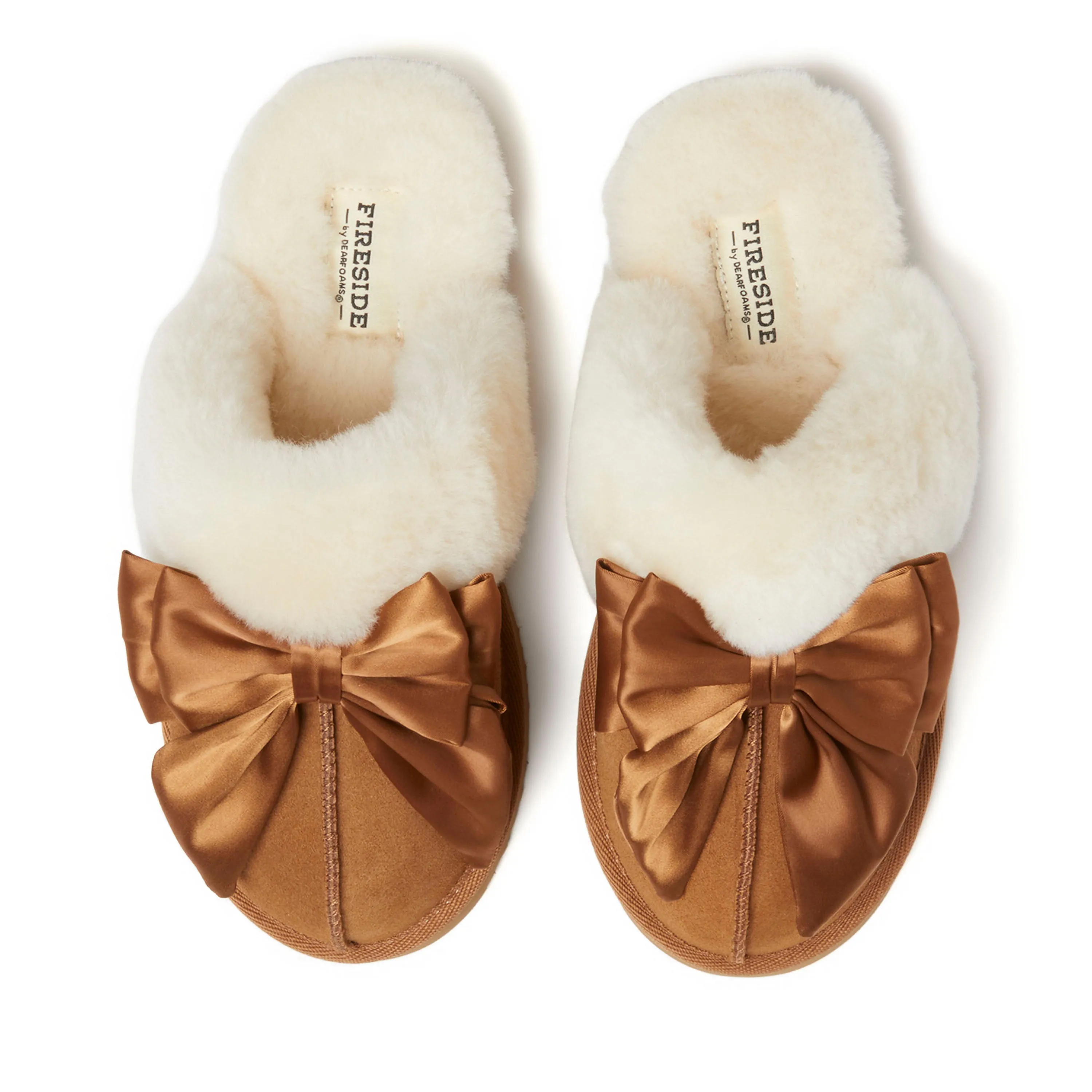 Fireside by Dearfoams Women's Sydney Genuine Shearling Scuff with Bow
