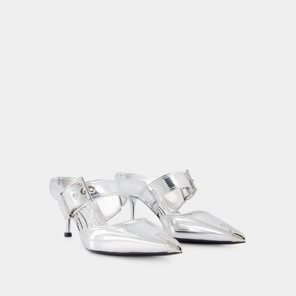 Flat Shoes - Grey - Leather