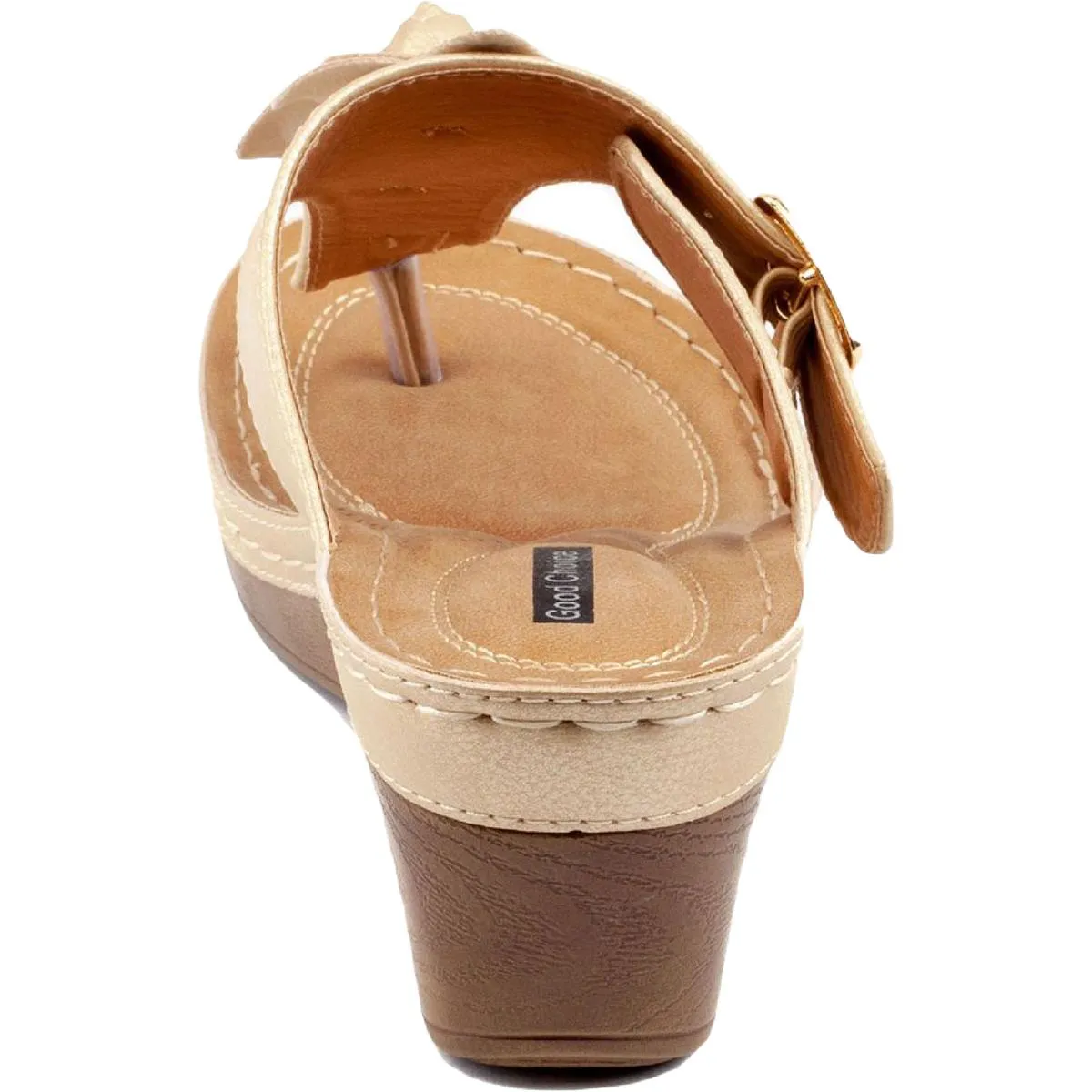 Flora Womens Faux Leather Thong Wedge Sandals