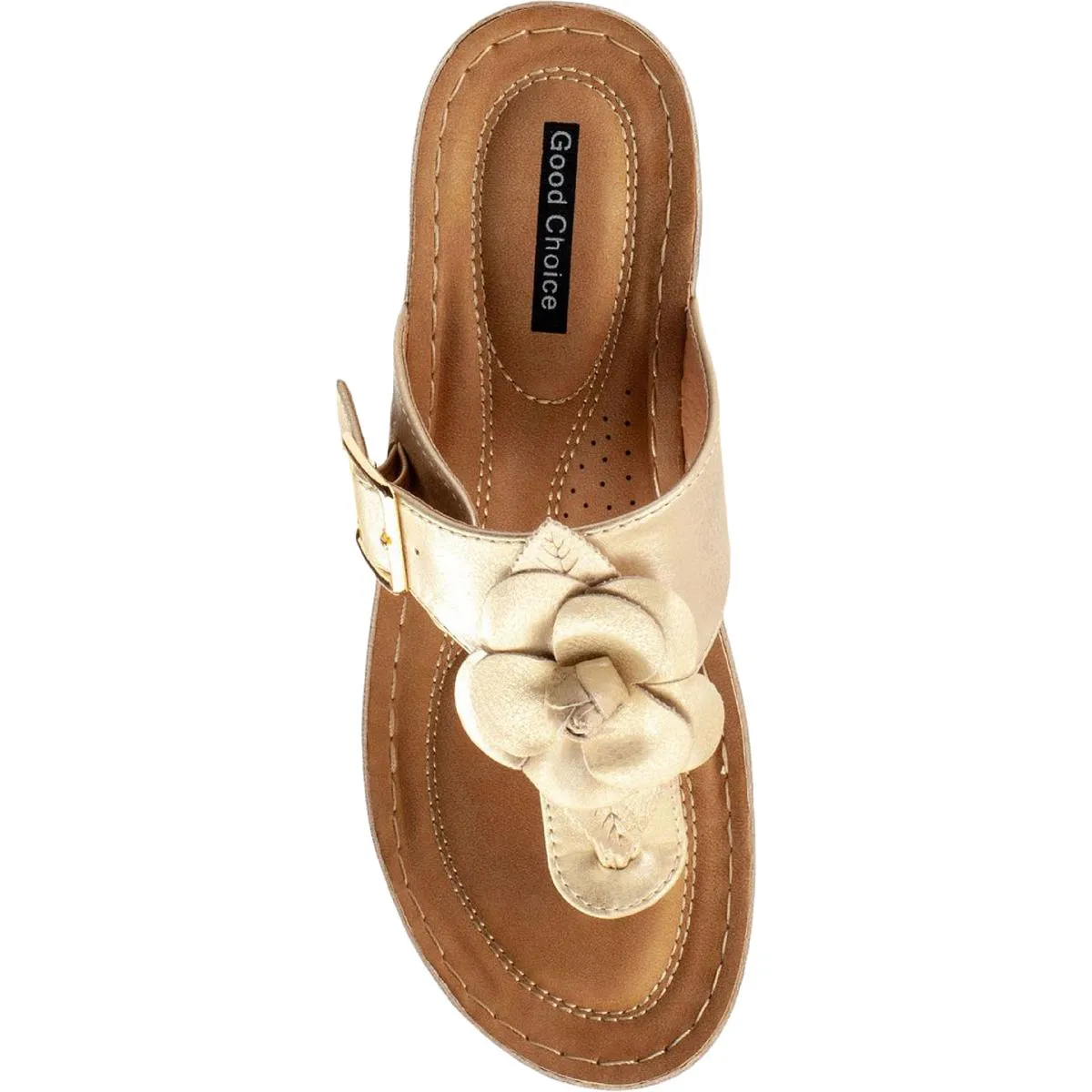 Flora Womens Faux Leather Thong Wedge Sandals