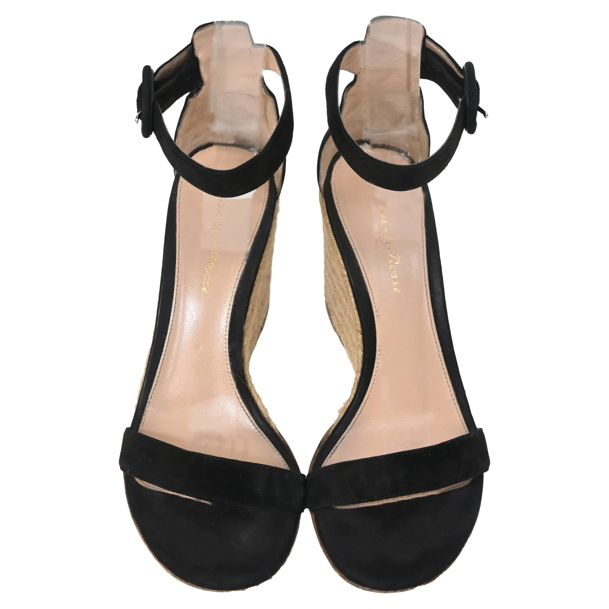Gianvito Rossi Portofino 85 Espadrille Wedge Sandals in Black Suede