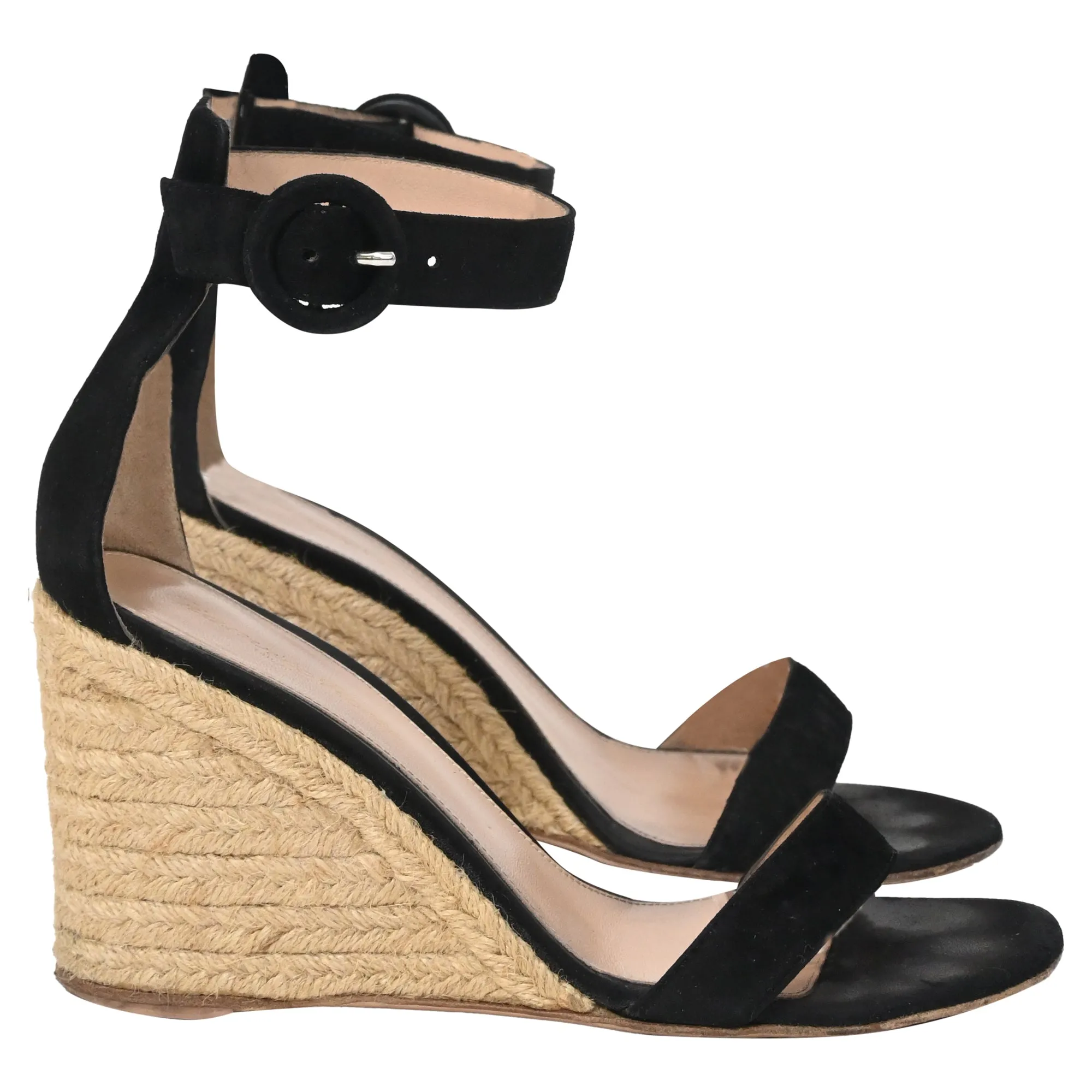 Gianvito Rossi Portofino 85 Espadrille Wedge Sandals in Black Suede