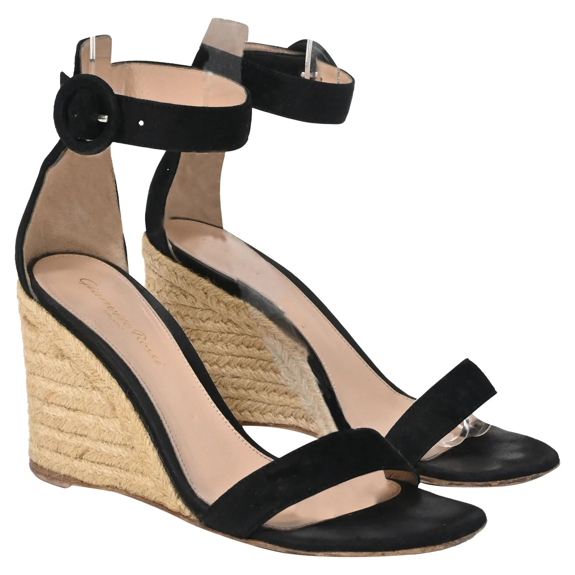 Gianvito Rossi Portofino 85 Espadrille Wedge Sandals in Black Suede