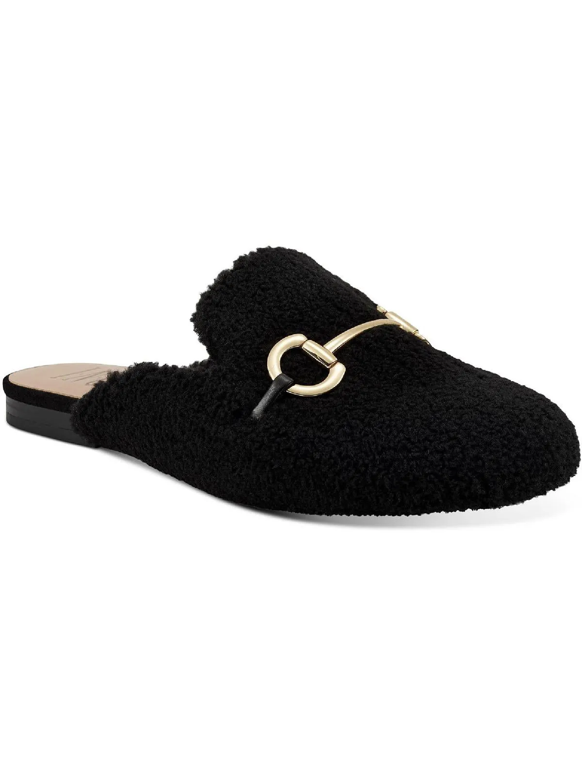 Gineen Womens Faux Shearling Slip On Mules