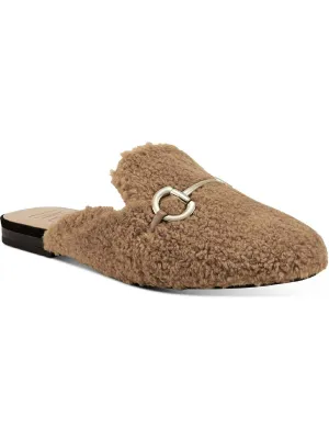 Gineen Womens Faux Shearling Slip On Mules