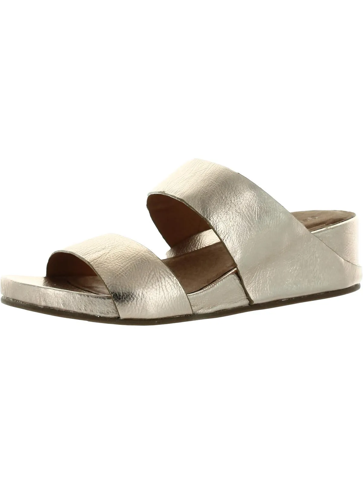 Gisele Womens Leather Slide Wedge Sandals