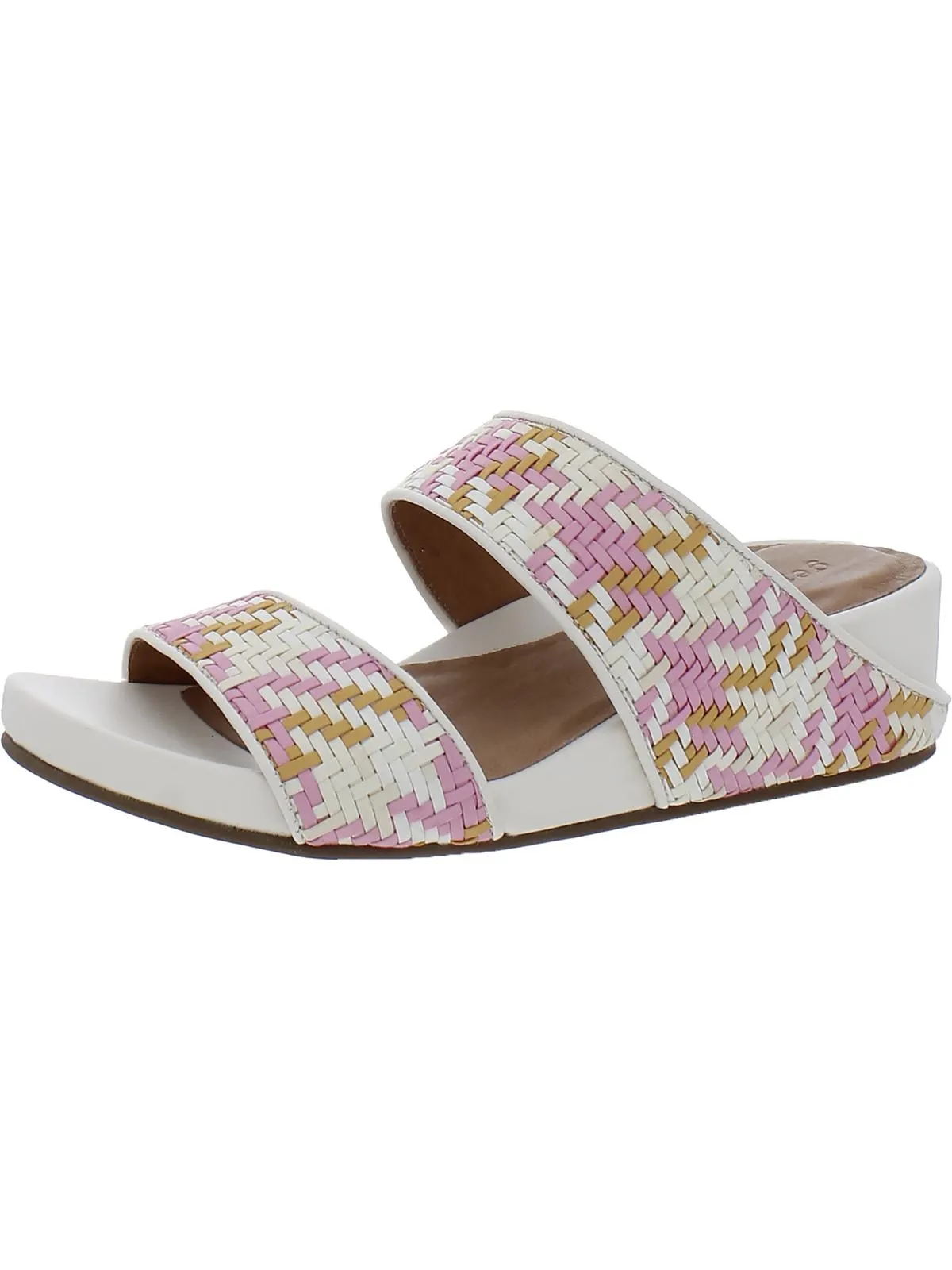 Gisele Womens Leather Slide Wedge Sandals