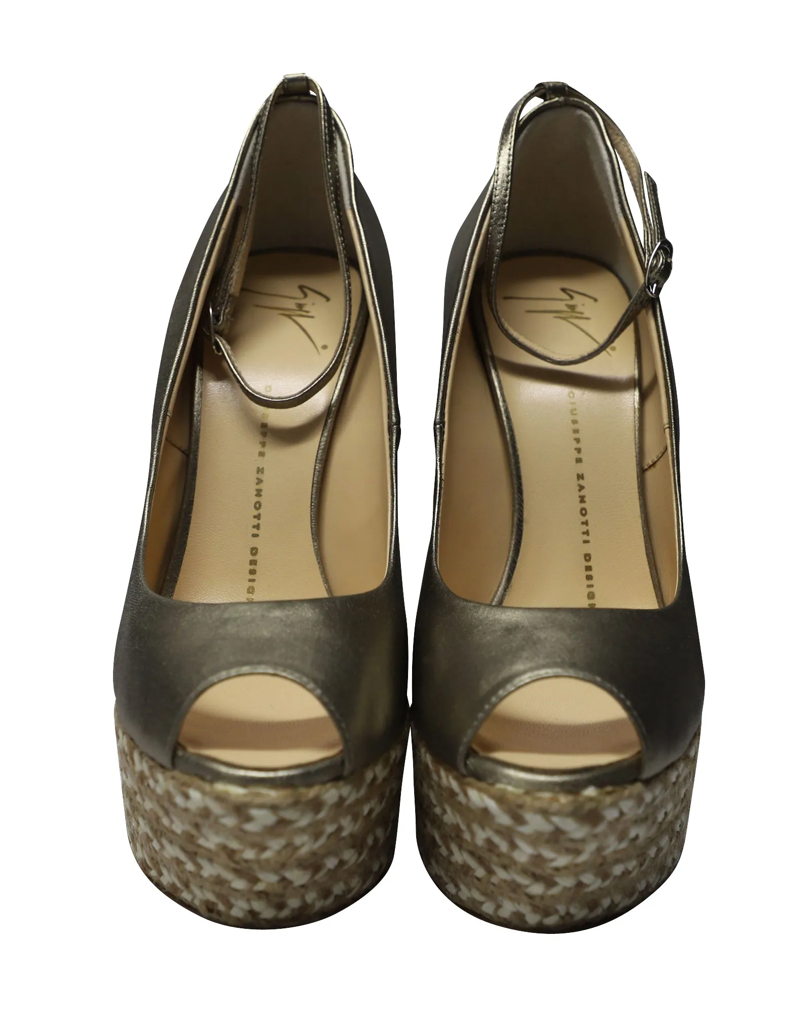 Giuseppe Zanotti Cumber 105 Wedge in Gold Leather