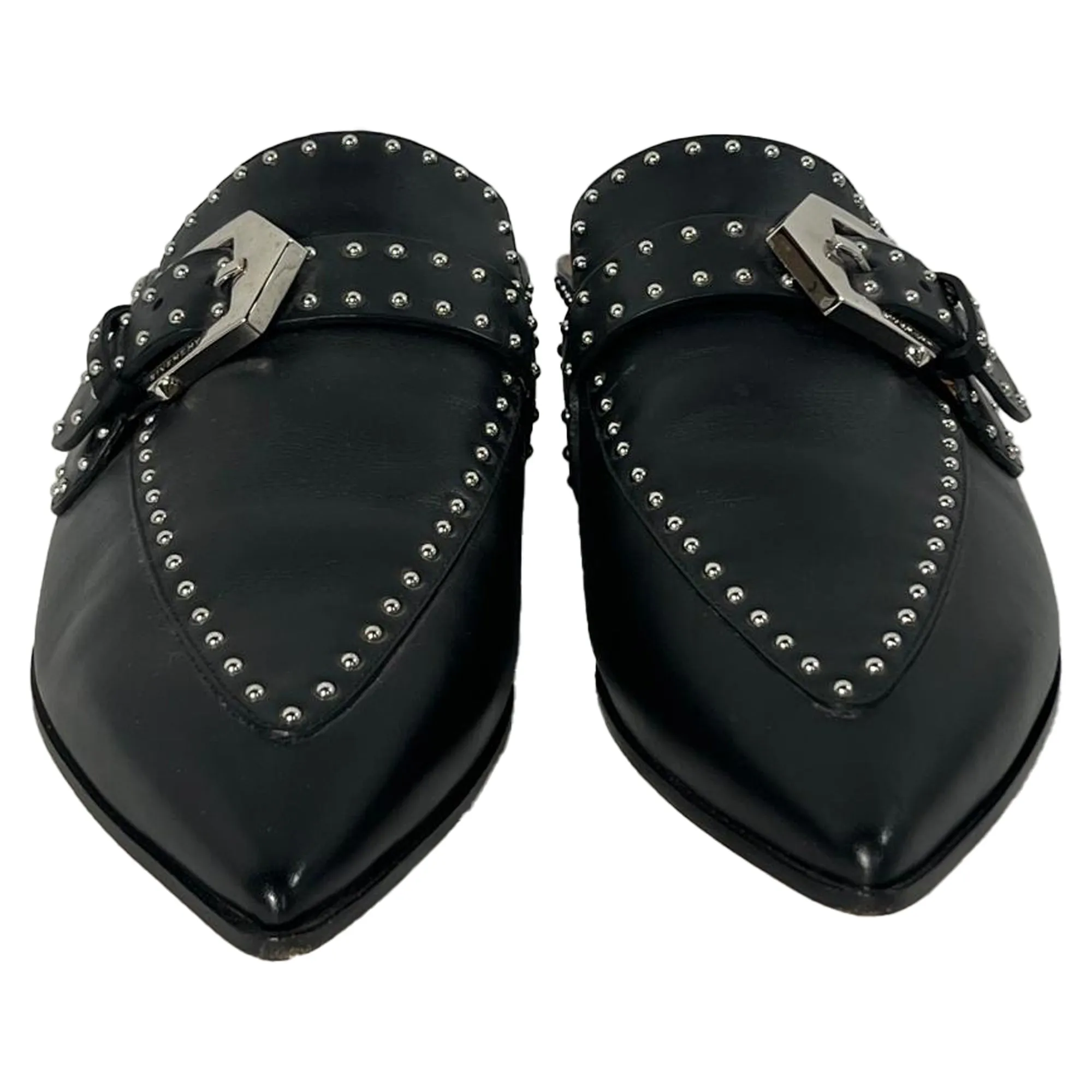 Givenchy Studded Elegant Loafer Mules in Black Calfskin Leather