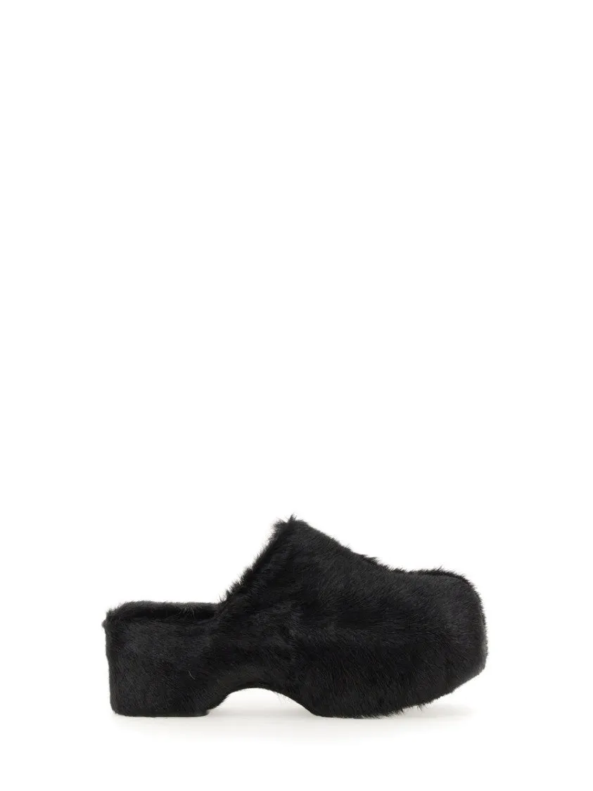 Goat Hair Mules With Coated Calfskin Sole