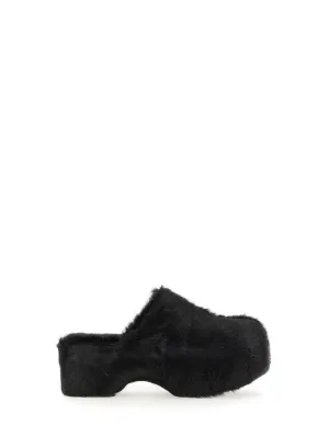 Goat Hair Mules With Coated Calfskin Sole