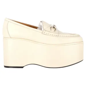 Gucci Horsebit Platform Loafers in White Leather