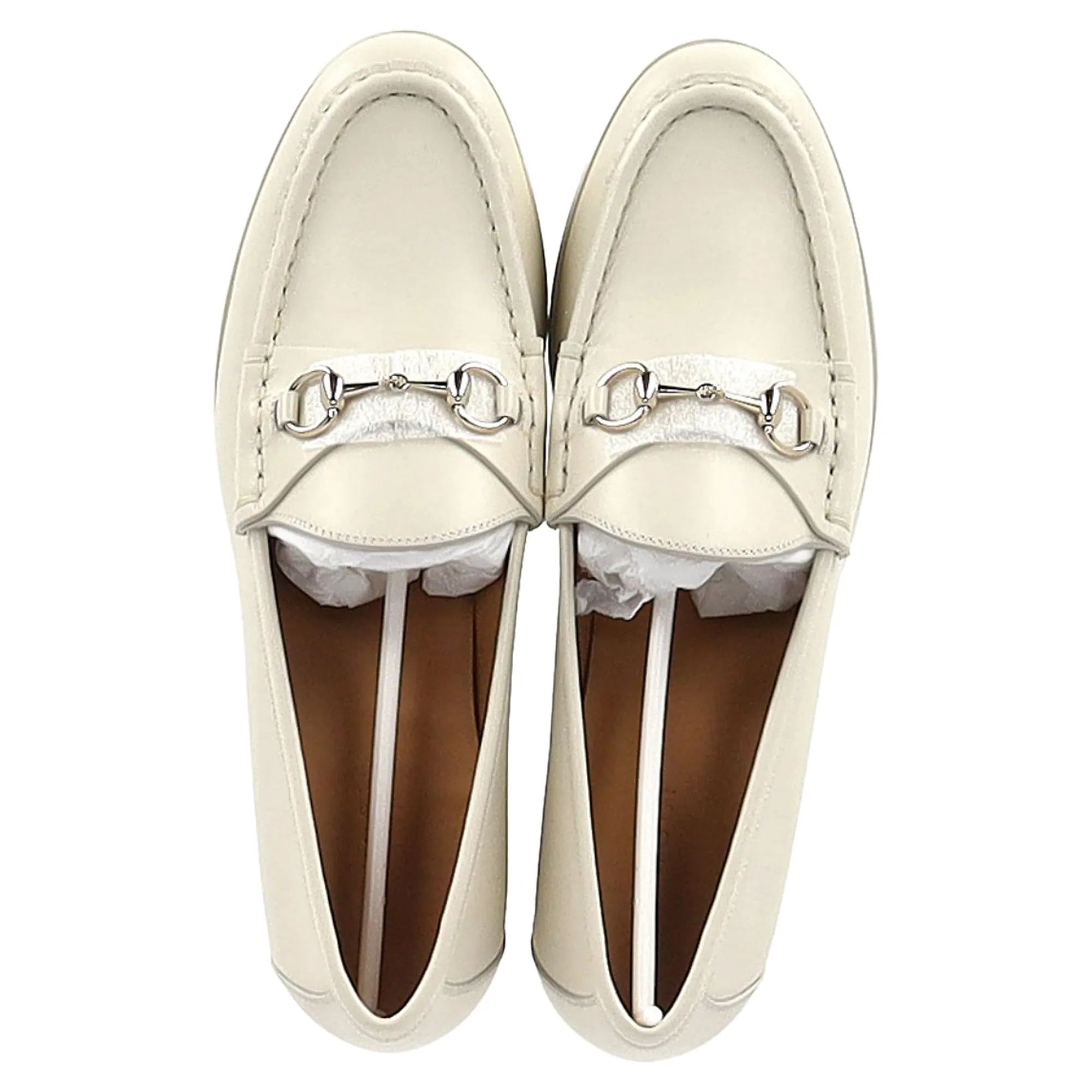 Gucci Horsebit Platform Loafers in White Leather