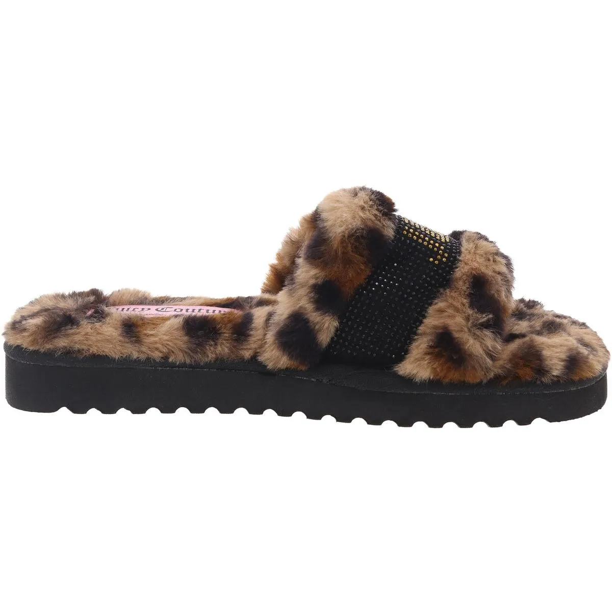halo Womens Embellished Faux Fur Slide Slippers