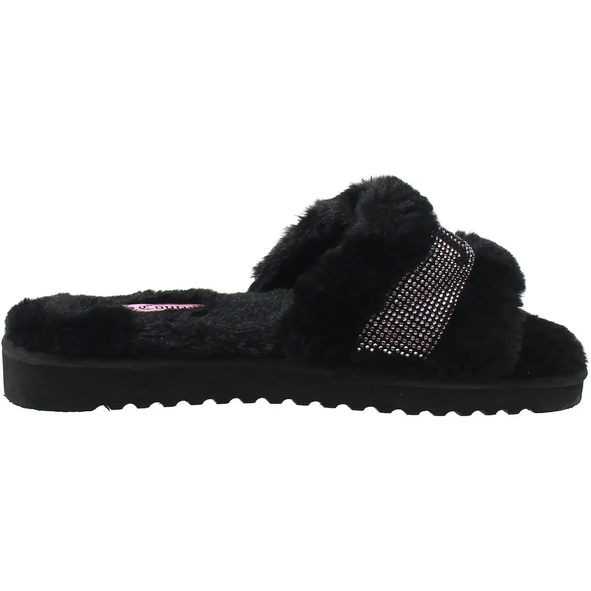 halo Womens Embellished Faux Fur Slide Slippers