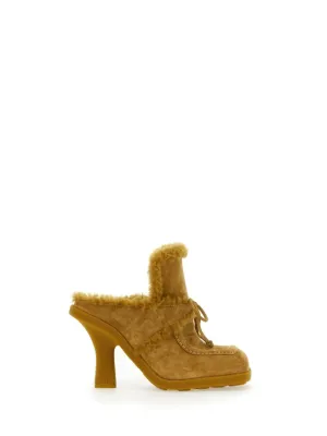 High Heel Calf Suede Mules