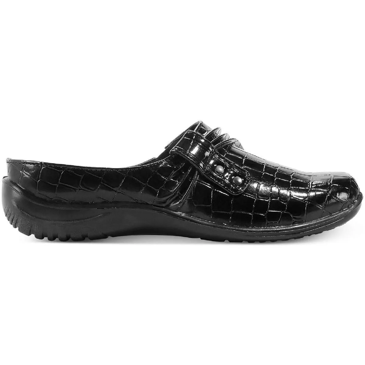 Holly Womens Faux Leather Stretch Mules