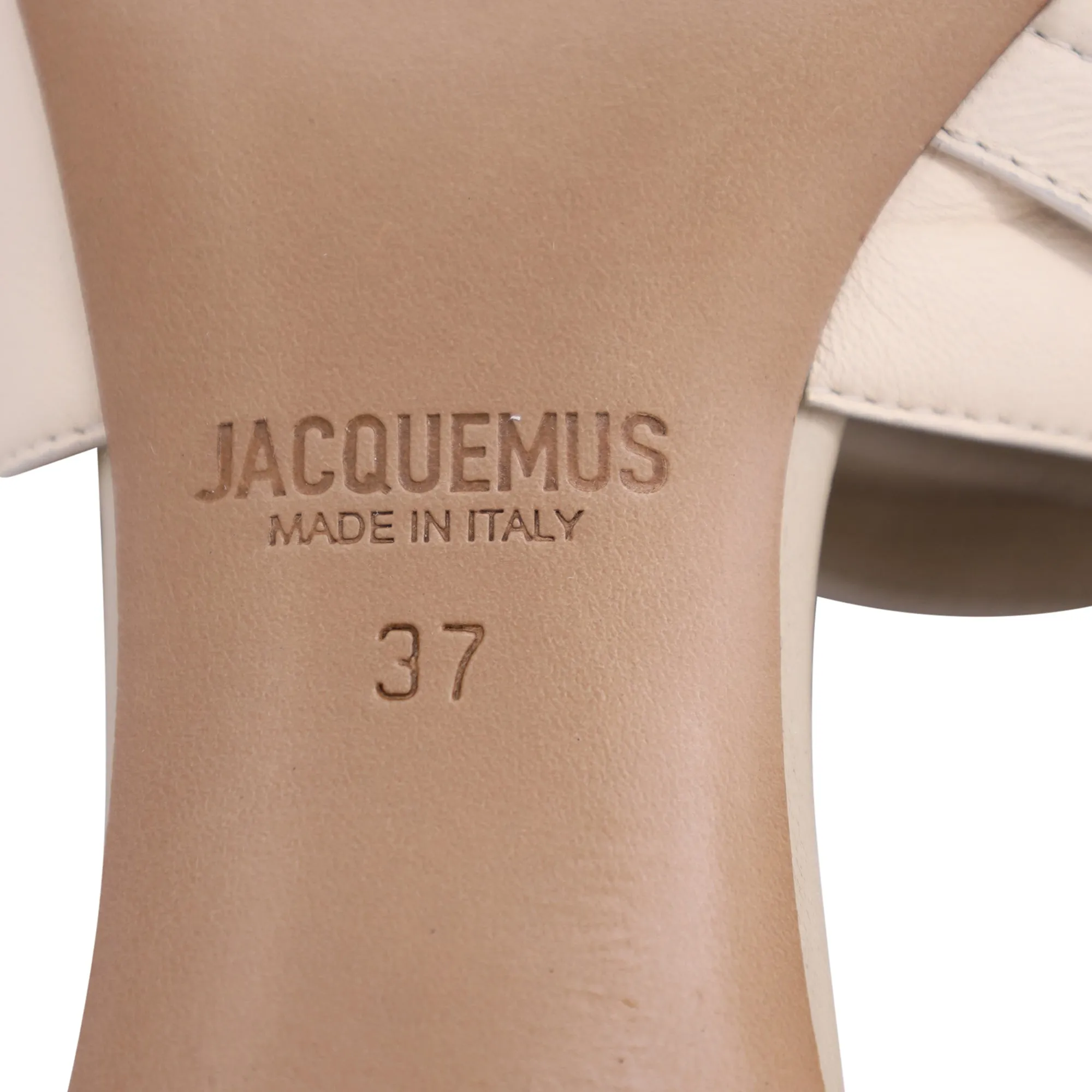Jacquemus Piscine Padded Mules in Beige Leather