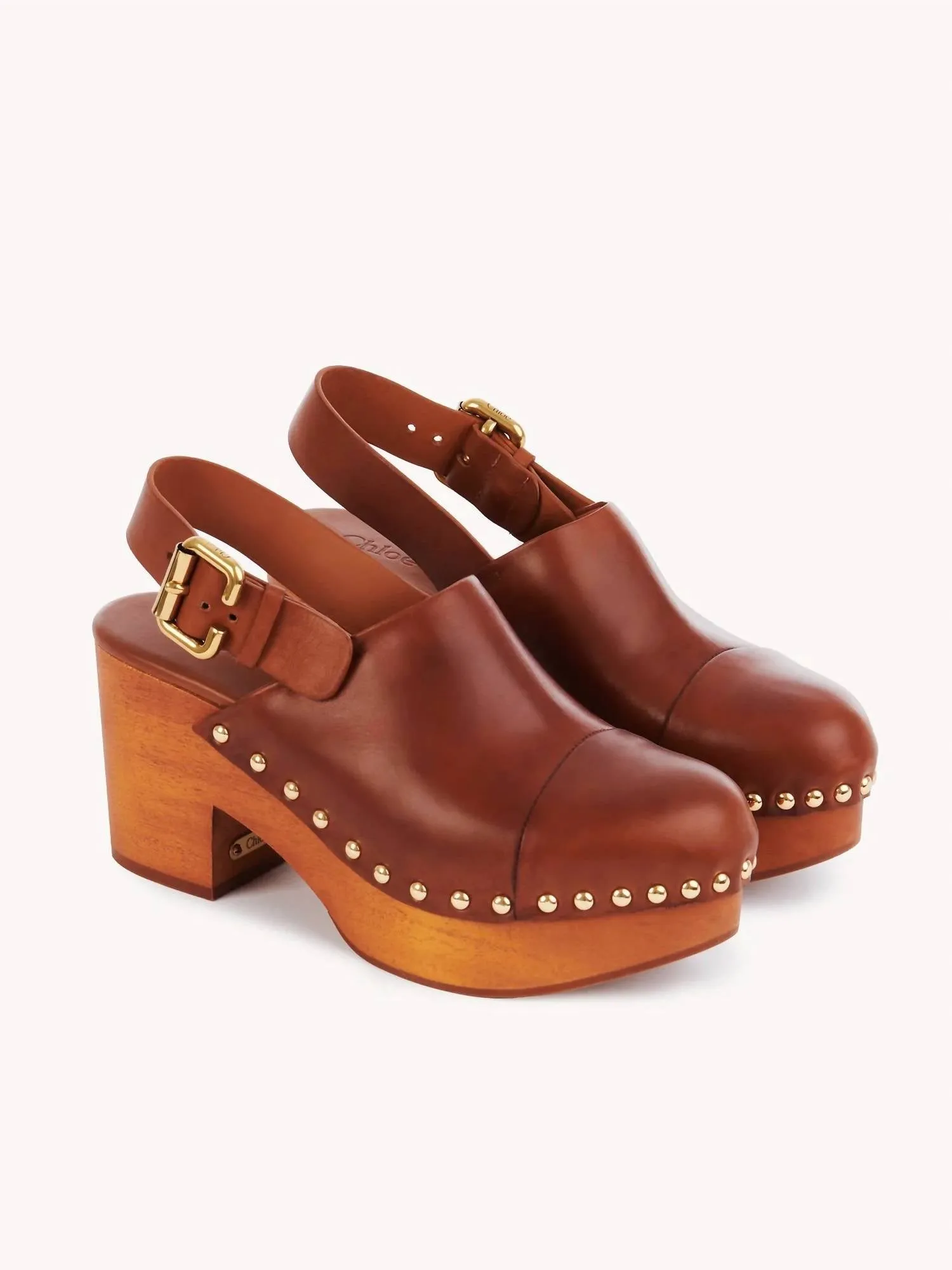 Jeannette Wedge Clogs In Ginger Brown