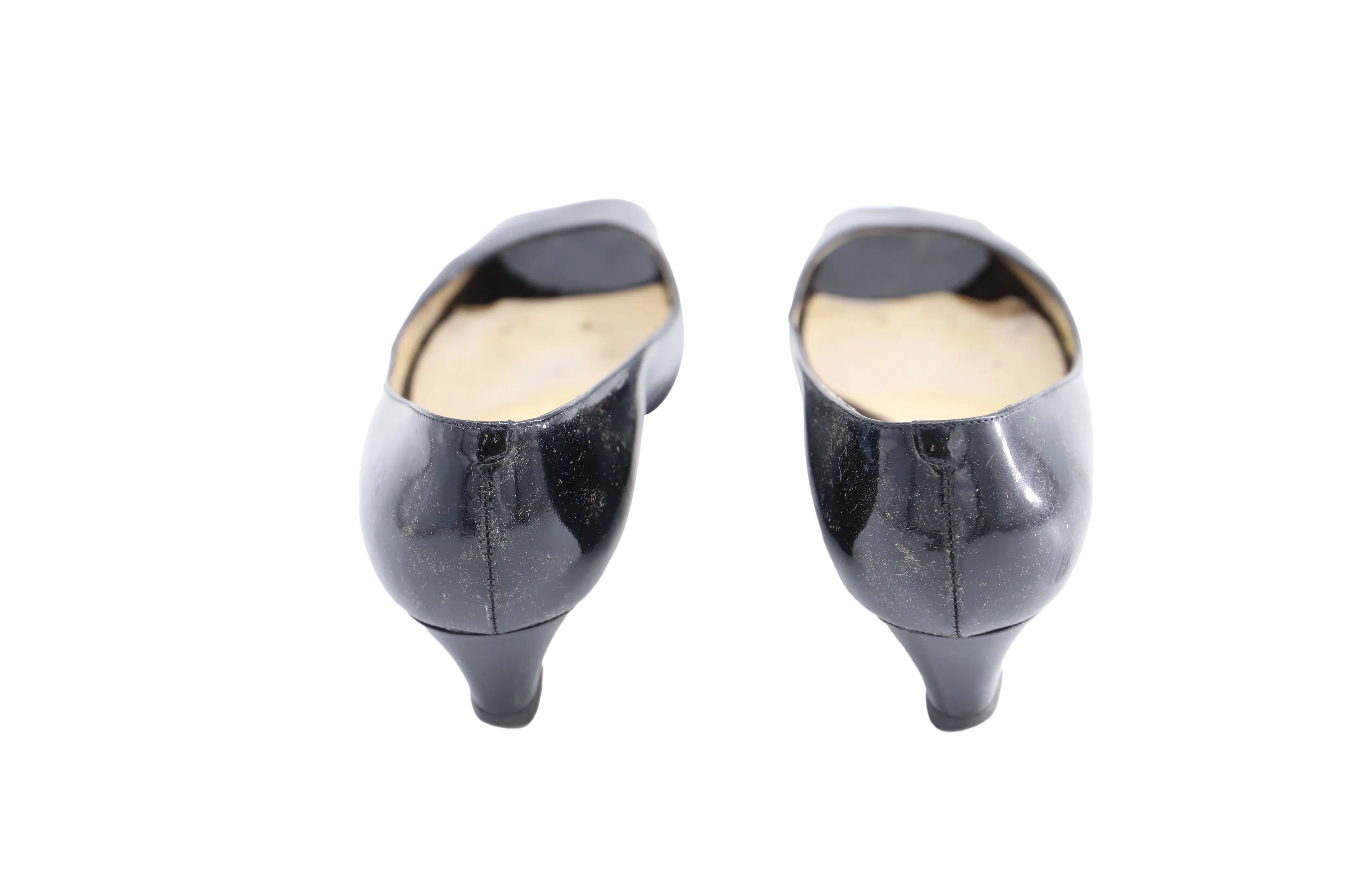 Jimmy Choo 'Baxen' Peep-toe Wedges in Black Patent Leather