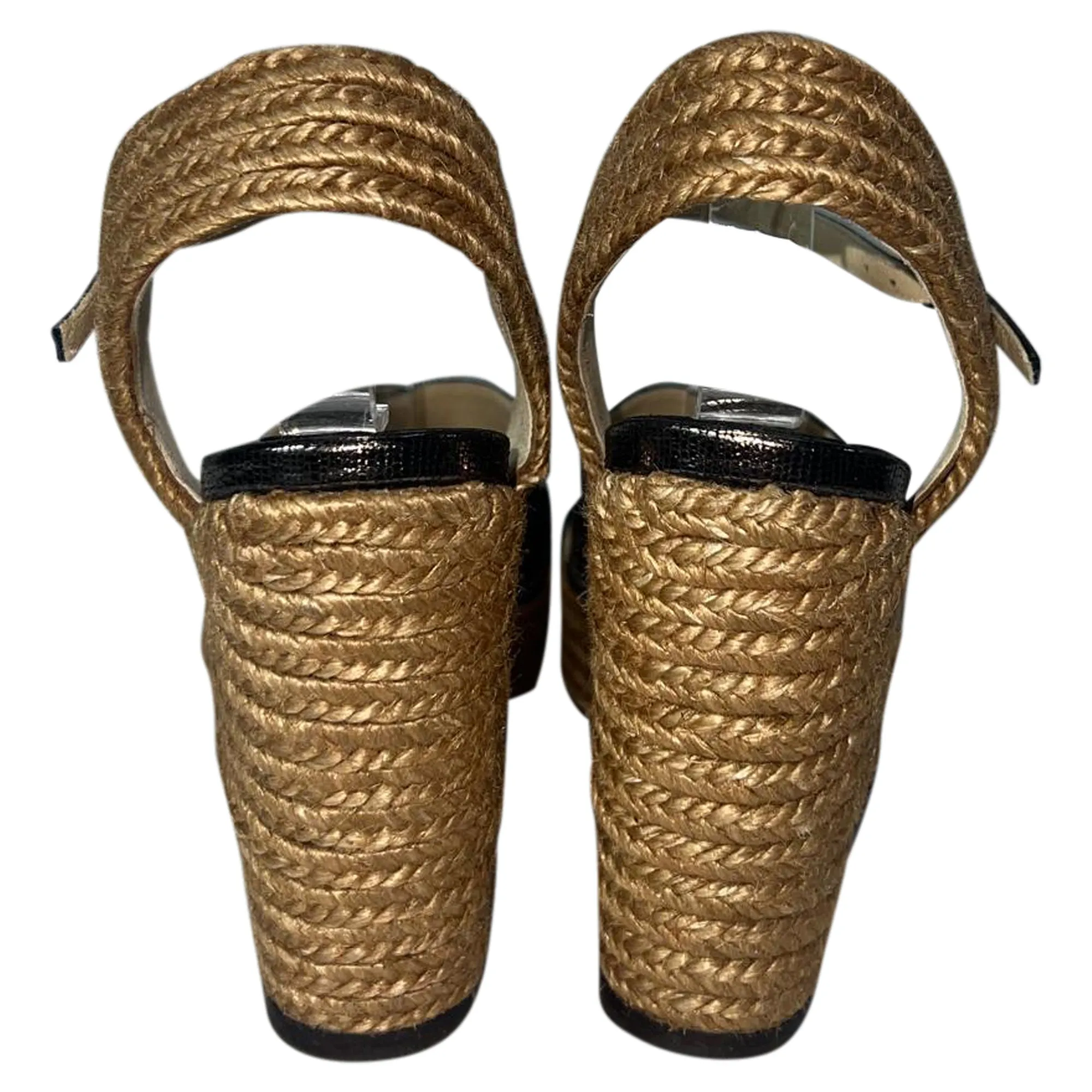 Jimmy Choo Dellena Espadrille Wedge Sandals in Black Leather
