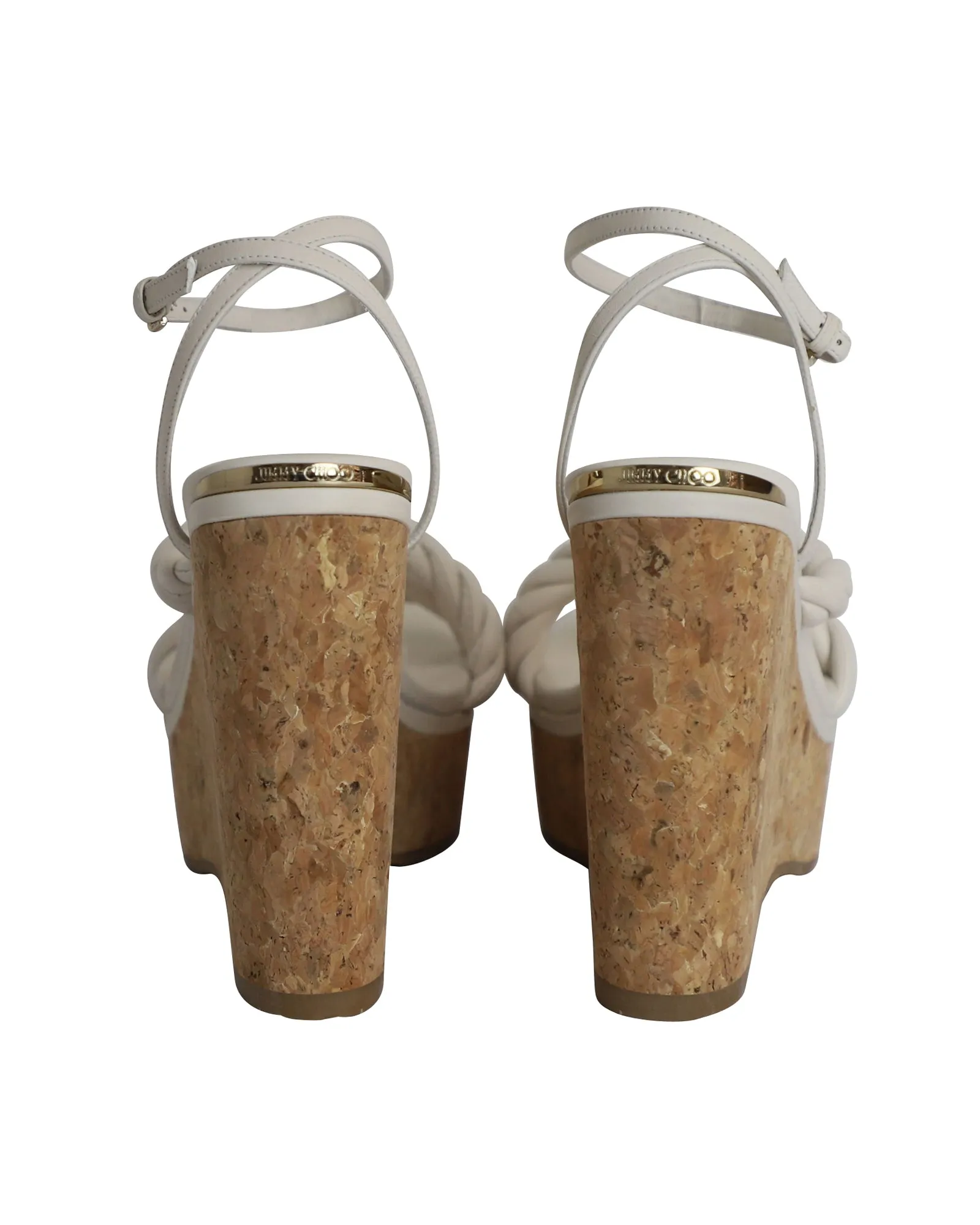Jimmy Choo Diosa Wedge Sandals 130 in White Leather