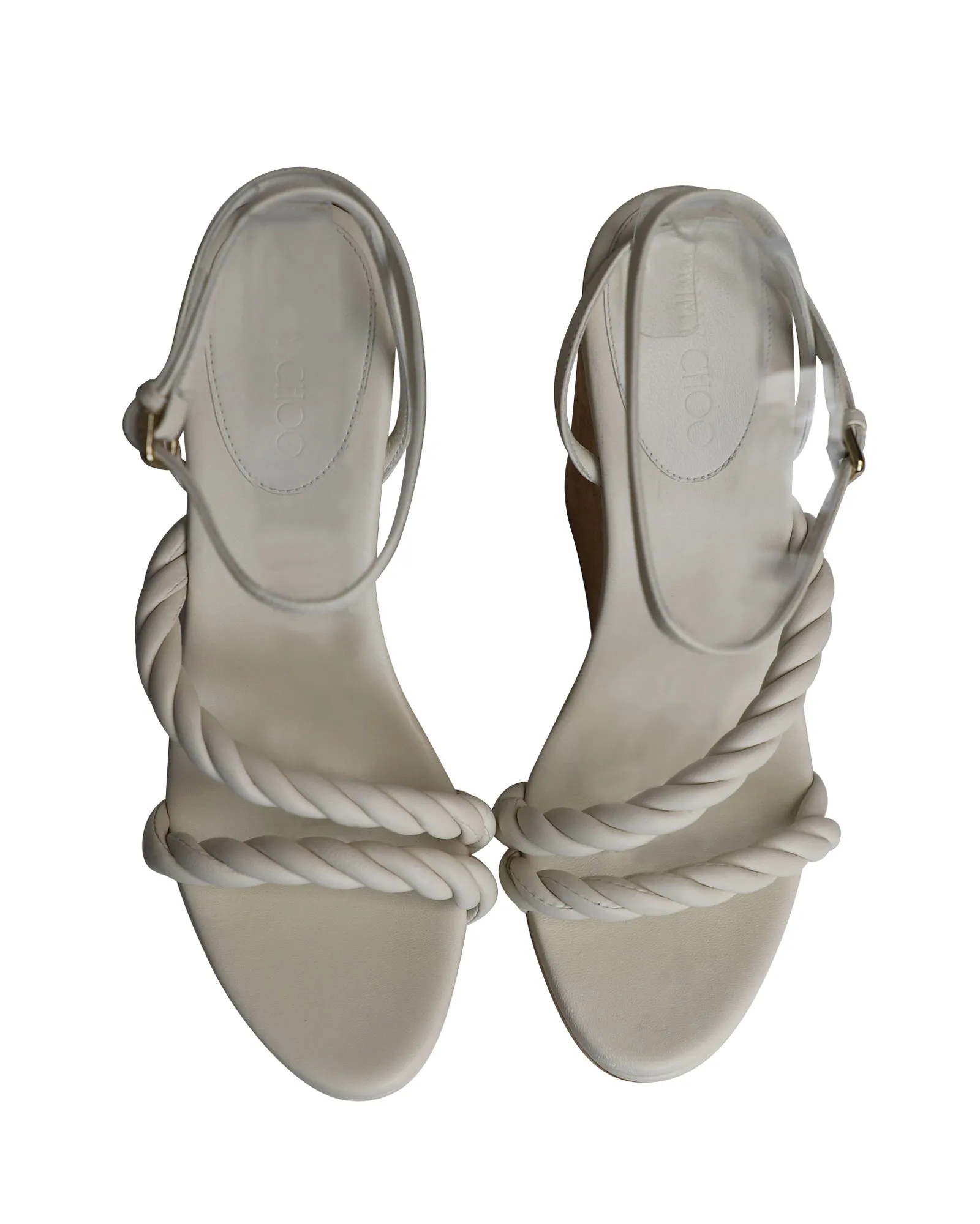 Jimmy Choo Diosa Wedge Sandals 130 in White Leather