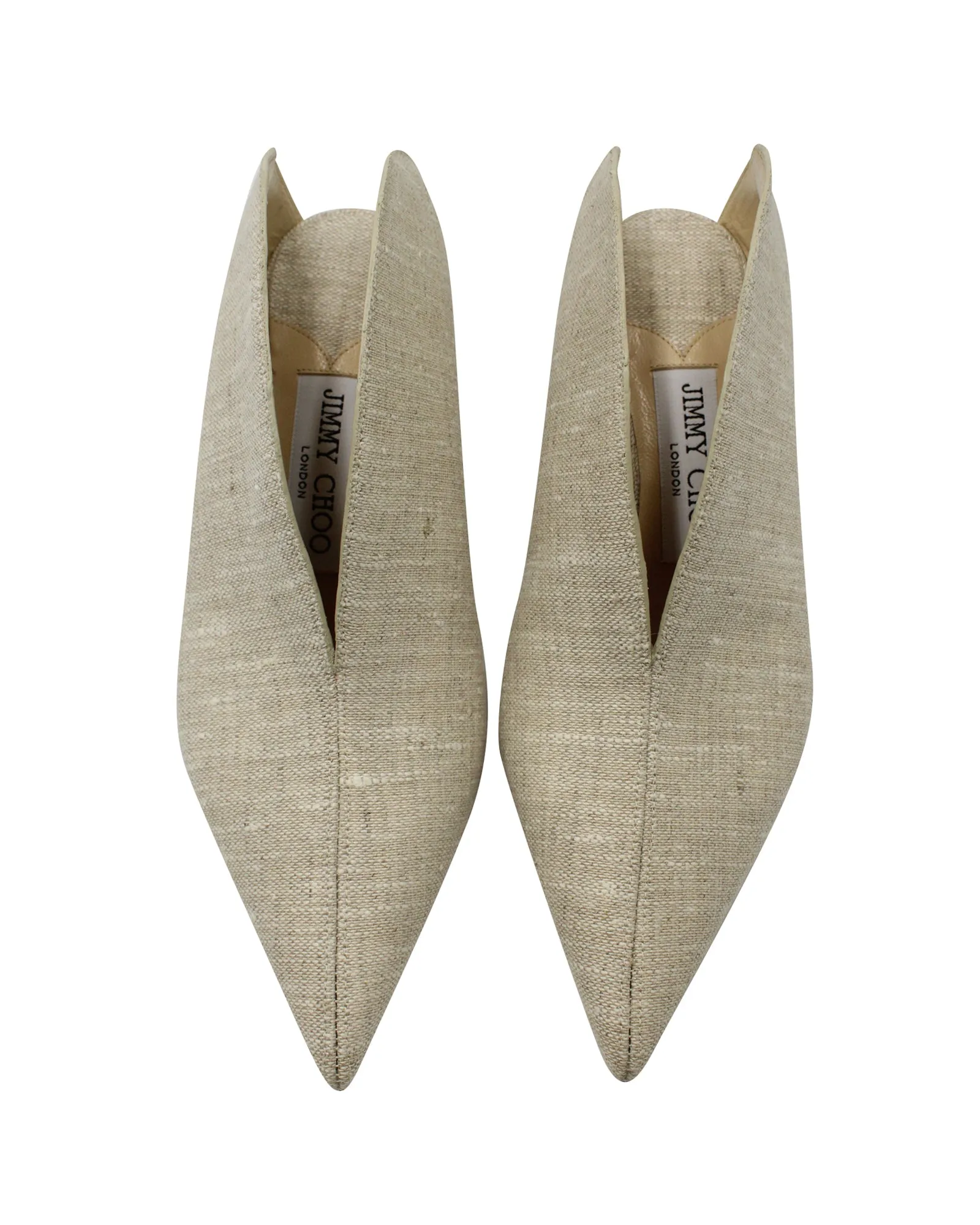 Jimmy Choo Loris Mules in Beige Linen