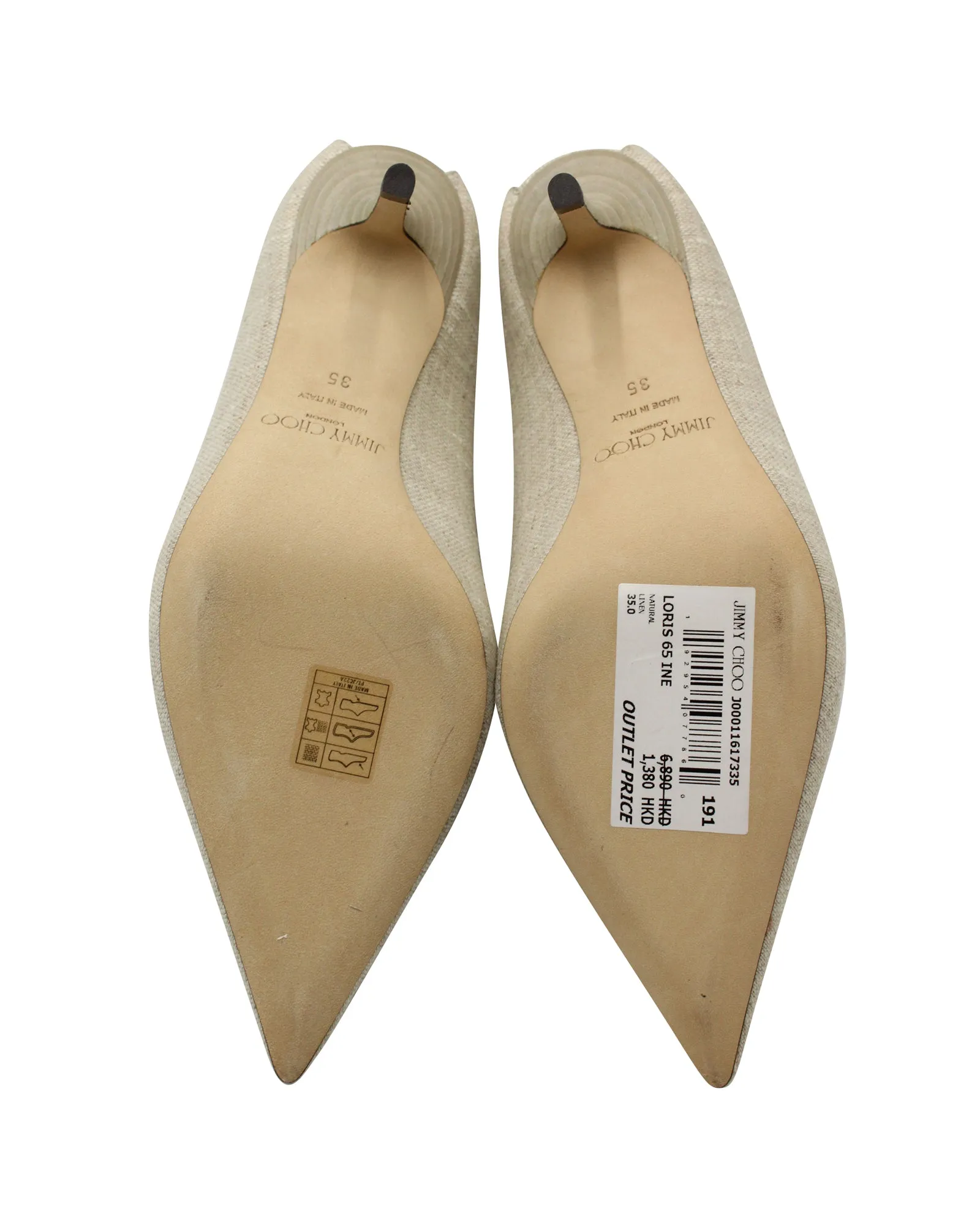 Jimmy Choo Loris Mules in Beige Linen