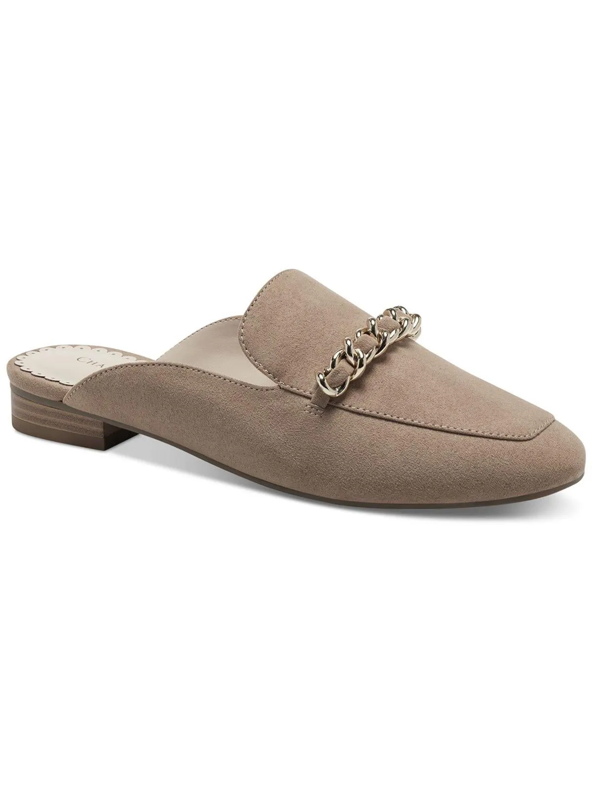 Kari Womens Faux Suede Chain Mules