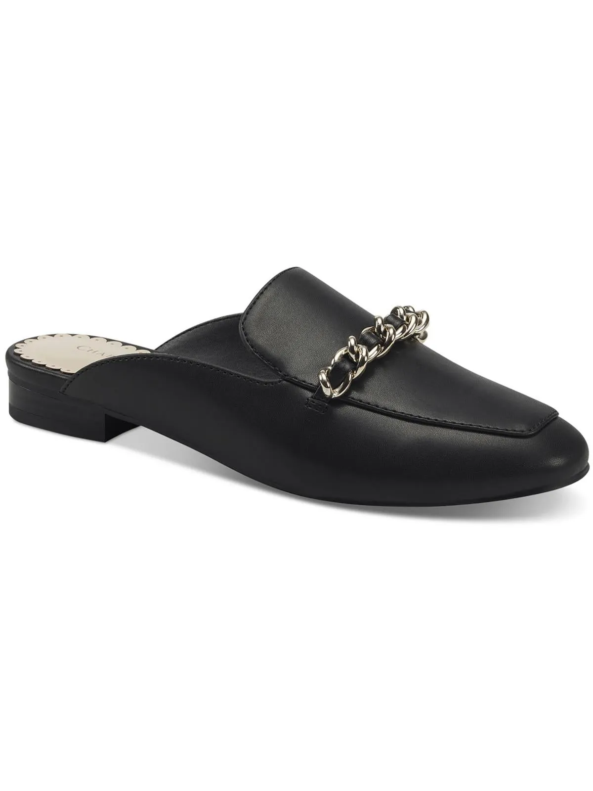 karip Womens Faux Leather Chain Mules