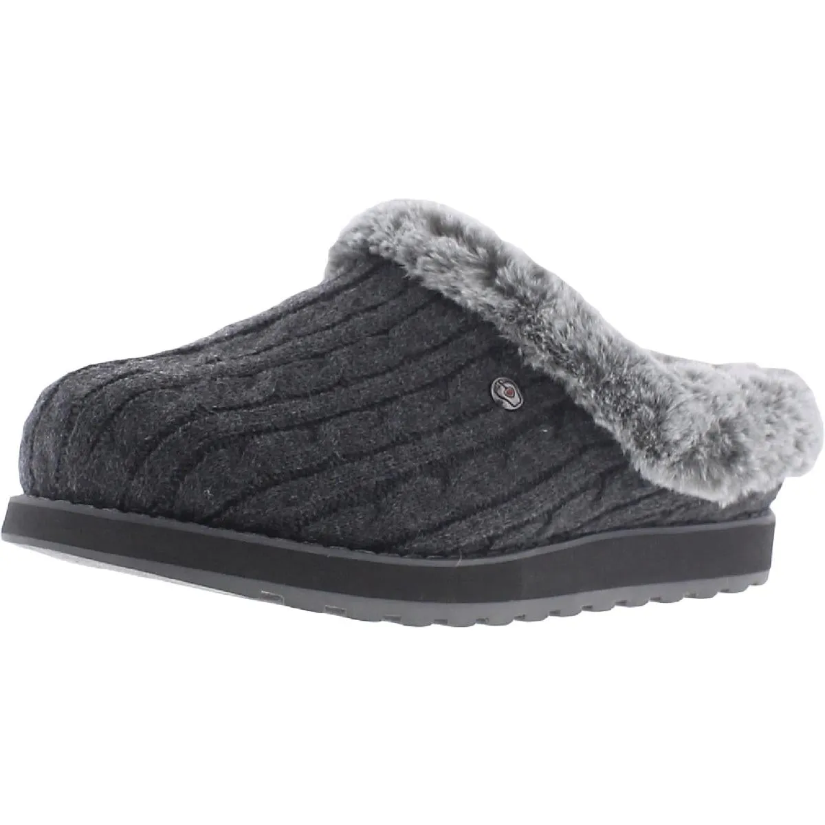 Keepsakes Ice Angel Womens Cable Knit Faux Fur Clogs