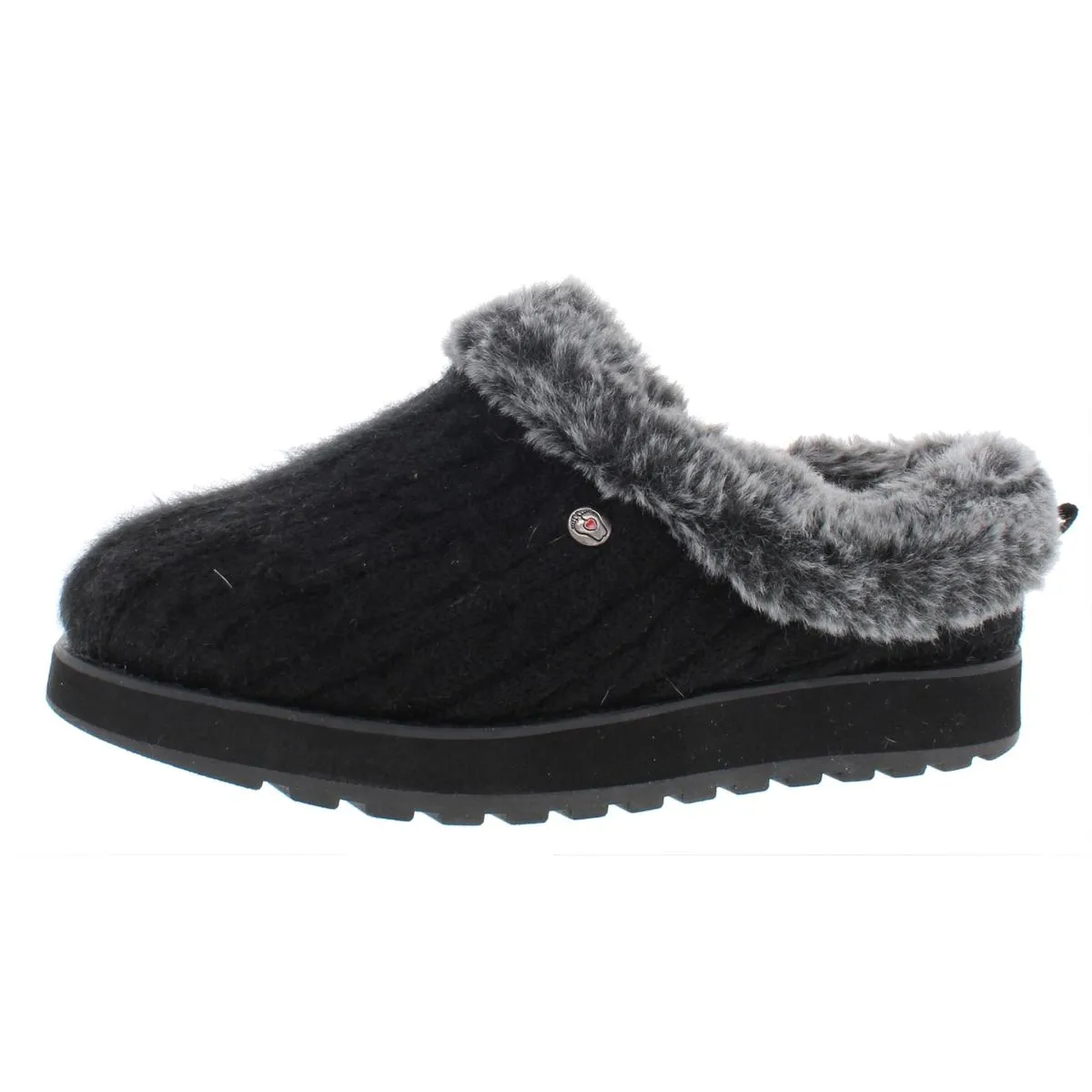 Keepsakes Ice Angel Womens Cable Knit Faux Fur Clogs