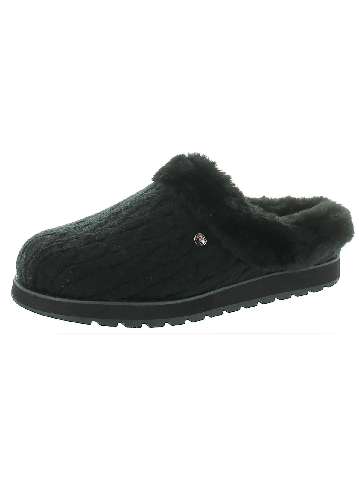 Keepsakes Ice Angel Womens Cable Knit Faux Fur Clogs