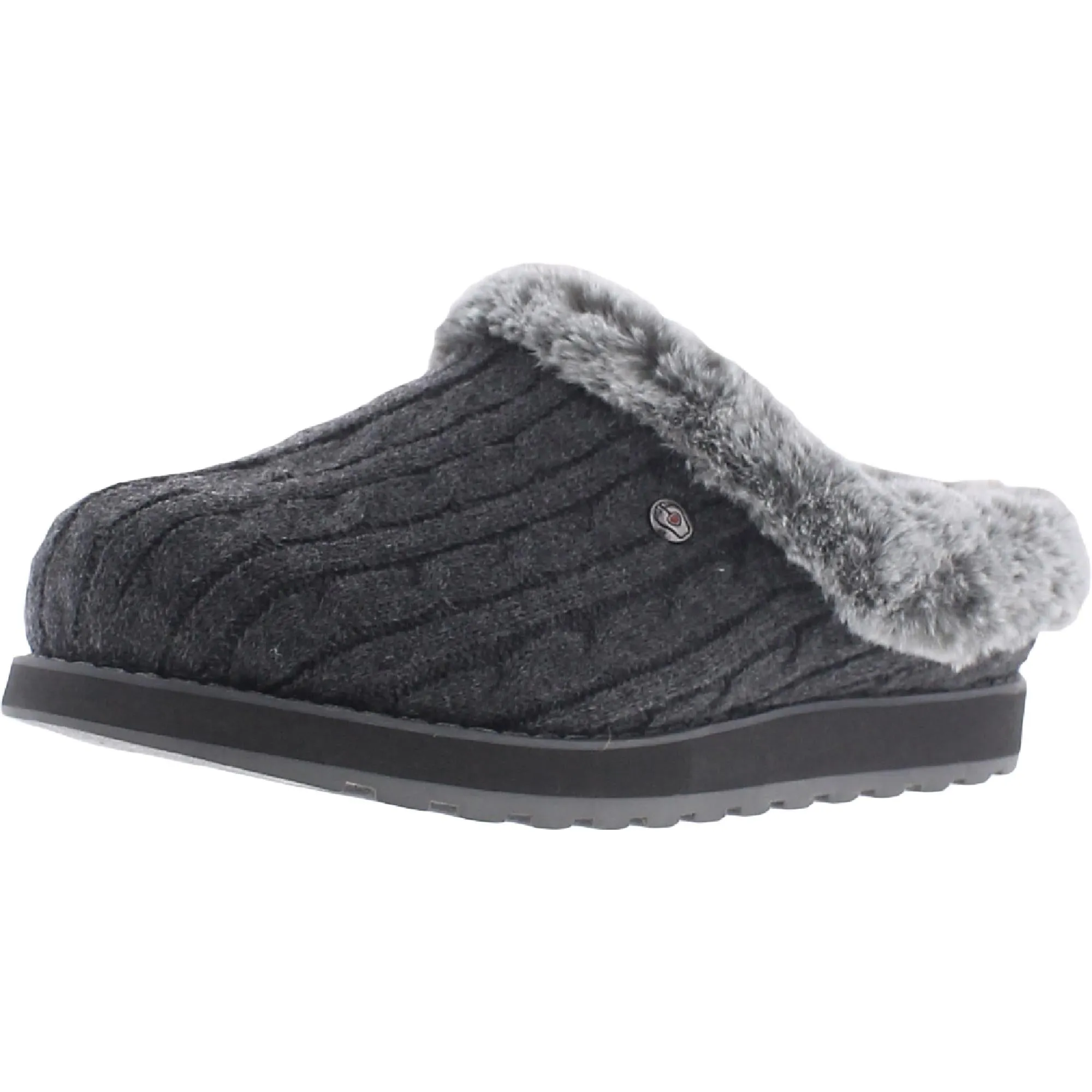 Keepsakes Ice Angel Womens Cable Knit Faux Fur Clogs