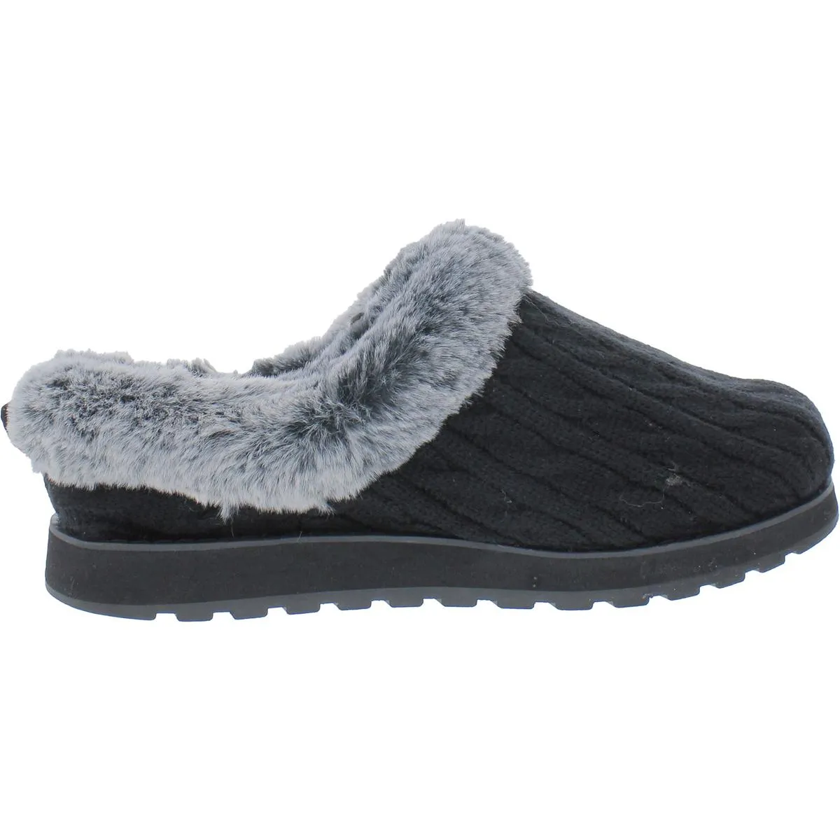 Keepsakes Ice Angel Womens Cable Knit Faux Fur Clogs