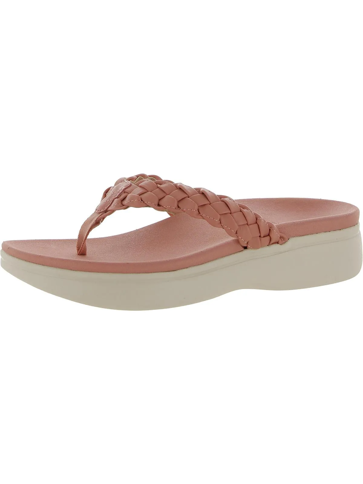 Kenji Womens Faux Leather Slip On Wedge Sandals