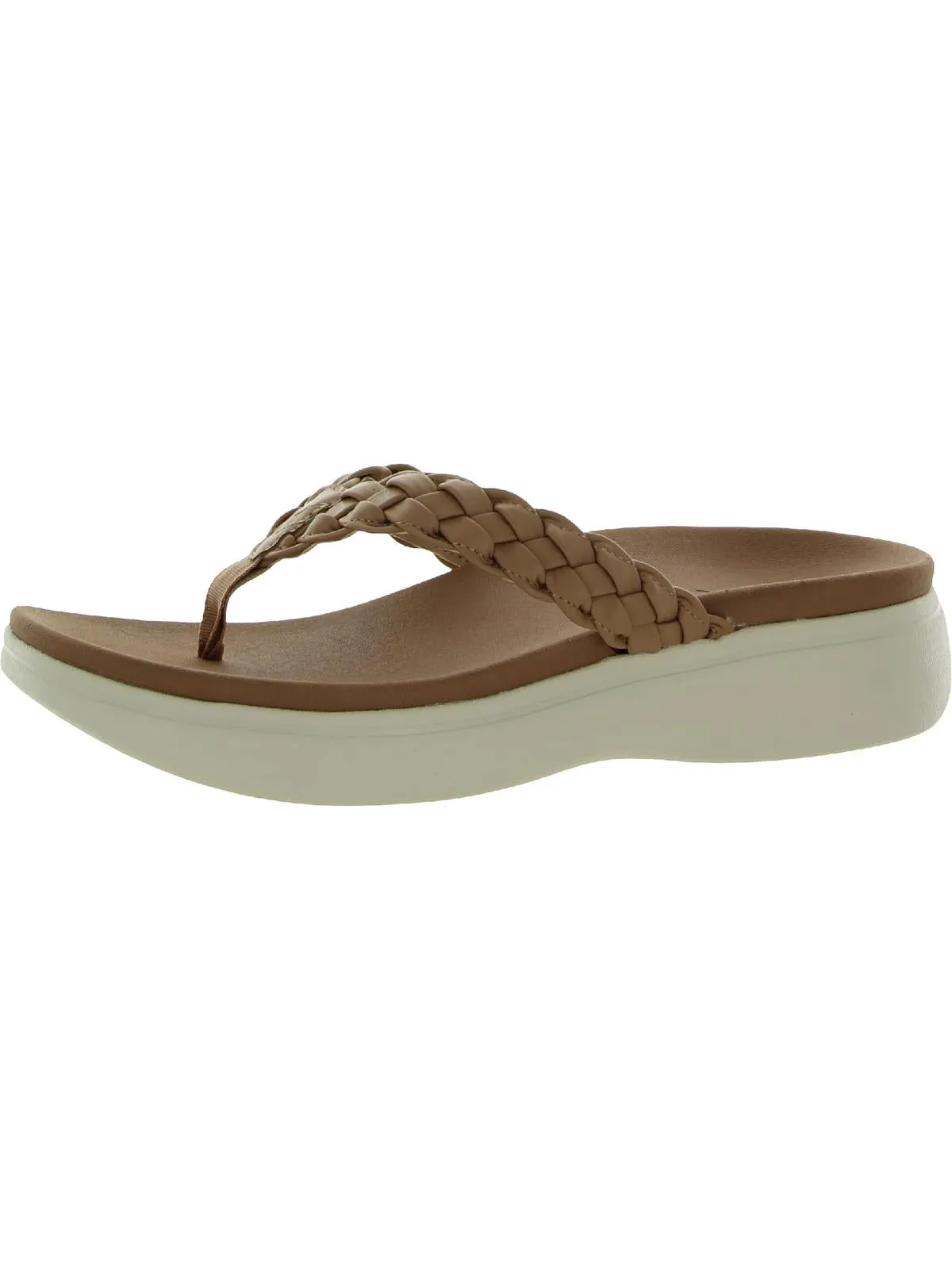 Kenji Womens Faux Leather Slip On Wedge Sandals