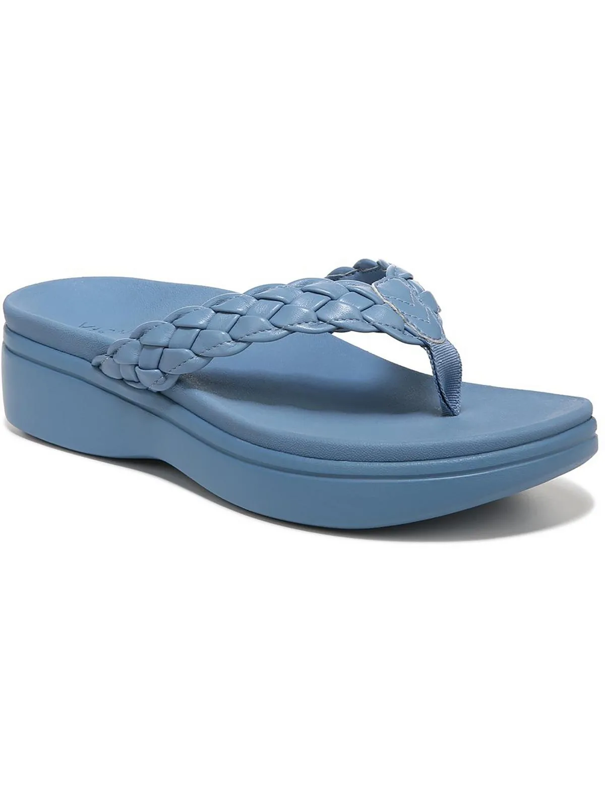 Kenji Womens Faux Leather Slip On Wedge Sandals