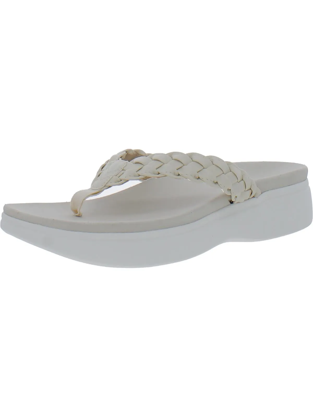 Kenji Womens Faux Leather Slip On Wedge Sandals