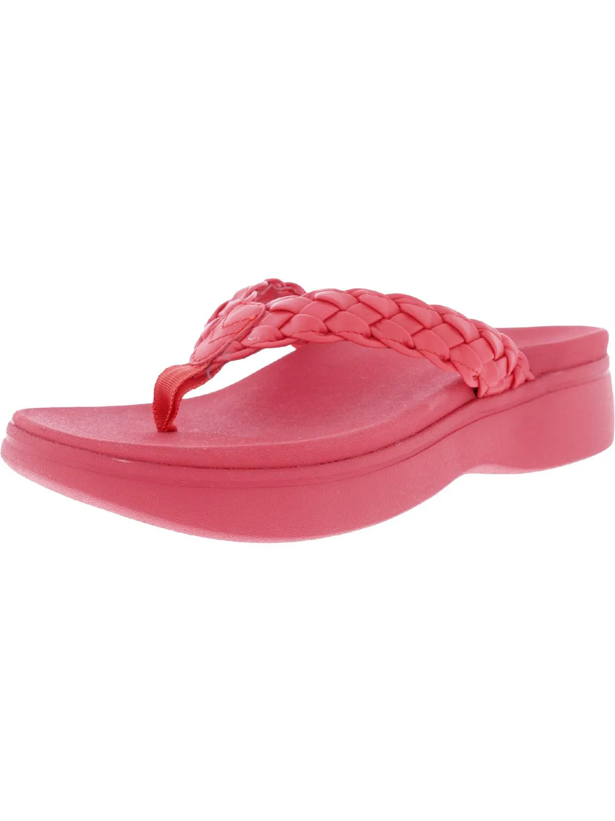 Kenji Womens Faux Leather Slip On Wedge Sandals